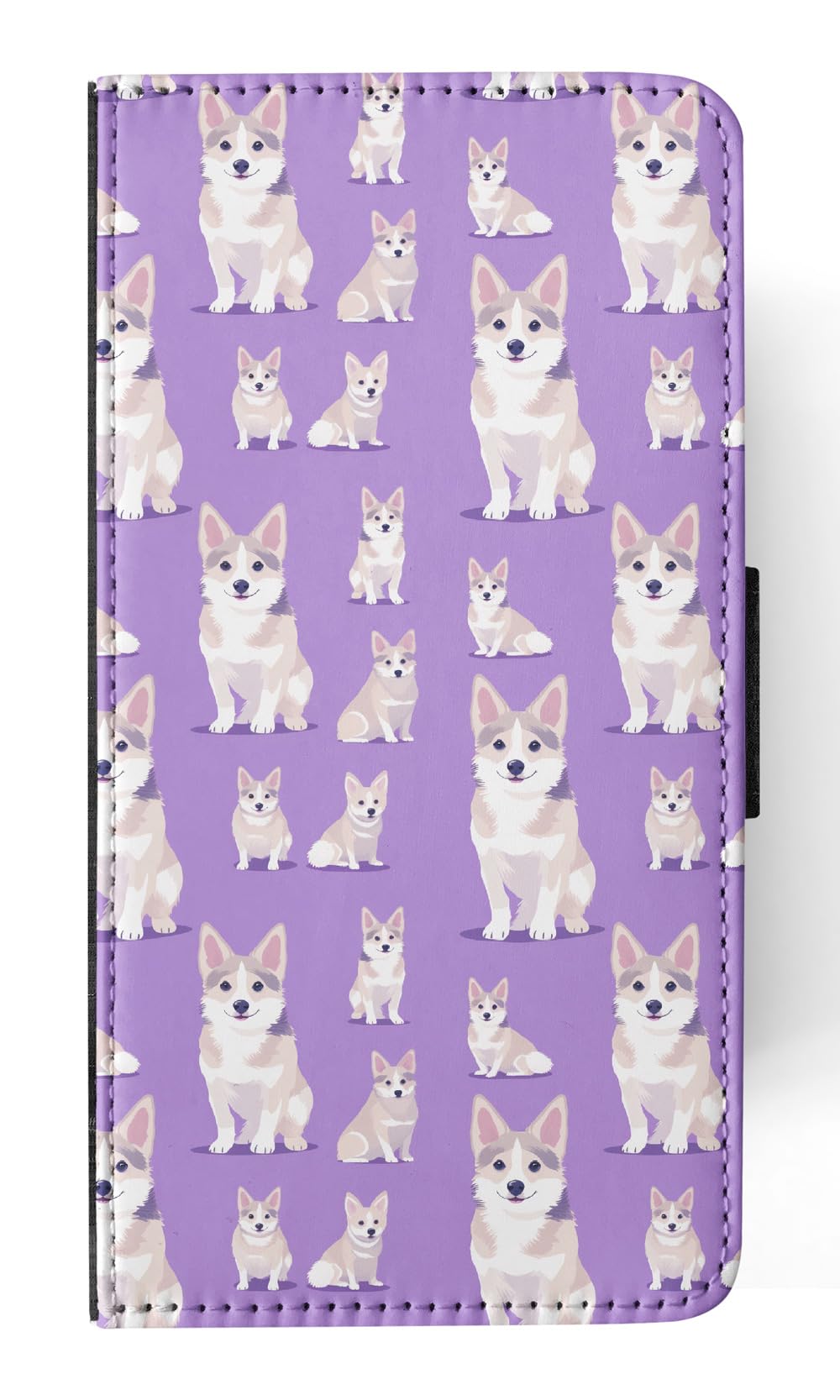 Swedish Vallhund Puppy Dog Pattern Faux Leather Flip Wallet Phone Case for Apple iPhone 14 - Perfect for Dog Lovers & Everyday Use