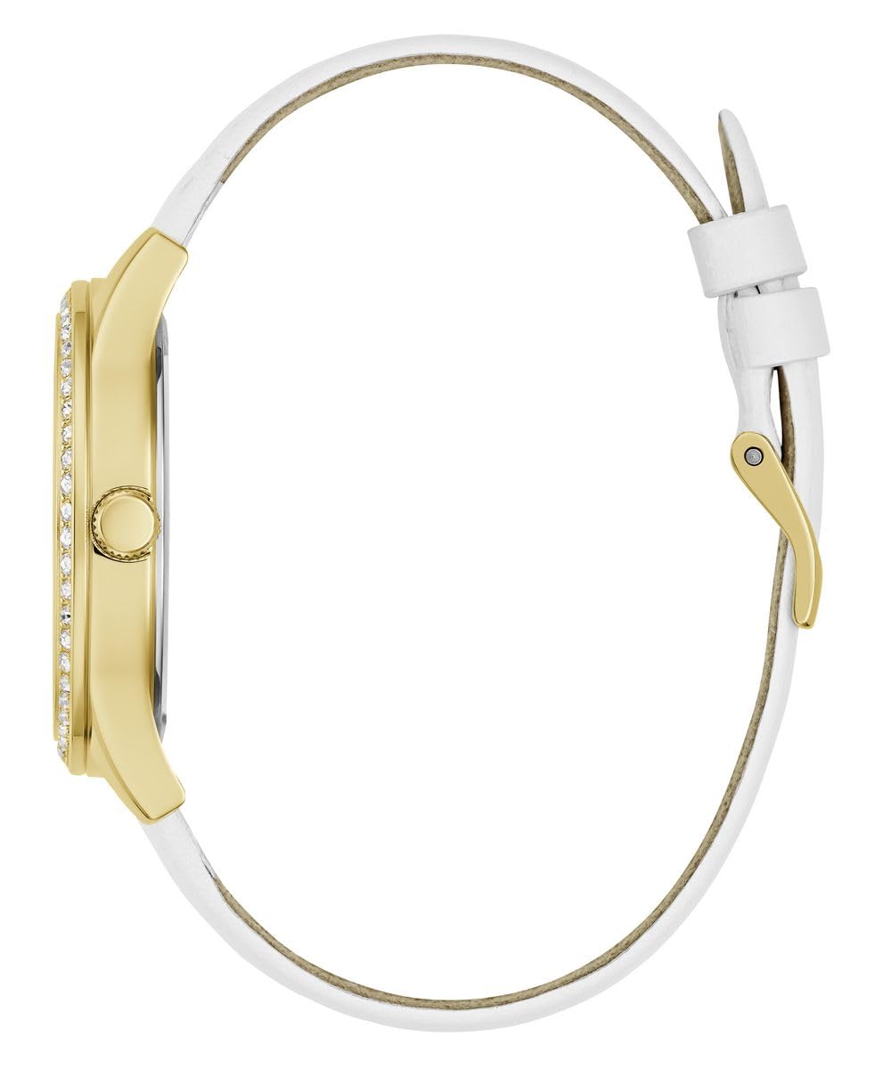 GUESS Women's 38mm White Watch - Gold Case for Work & Casual