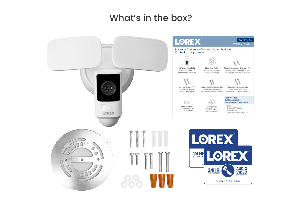 Lorex 2K WiFi Floodlight Security Camera with 32GB Storage & Cloud - Outdoor Wireless Surveillance for Home Security, Night Vision, Motion Detection - Perfect for Driveway, Backyard & Garage Protection