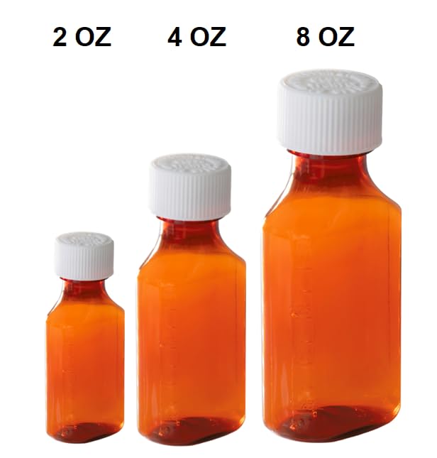 10 Pack 2oz Child Resistant Amber Plastic Medicine Bottles - Light-Sensitive Prescription & Pharmaceutical Storage Containers with Safety Lids for Pharmacy, Essential Oils, CBD Tinctures & Liquid Supplements