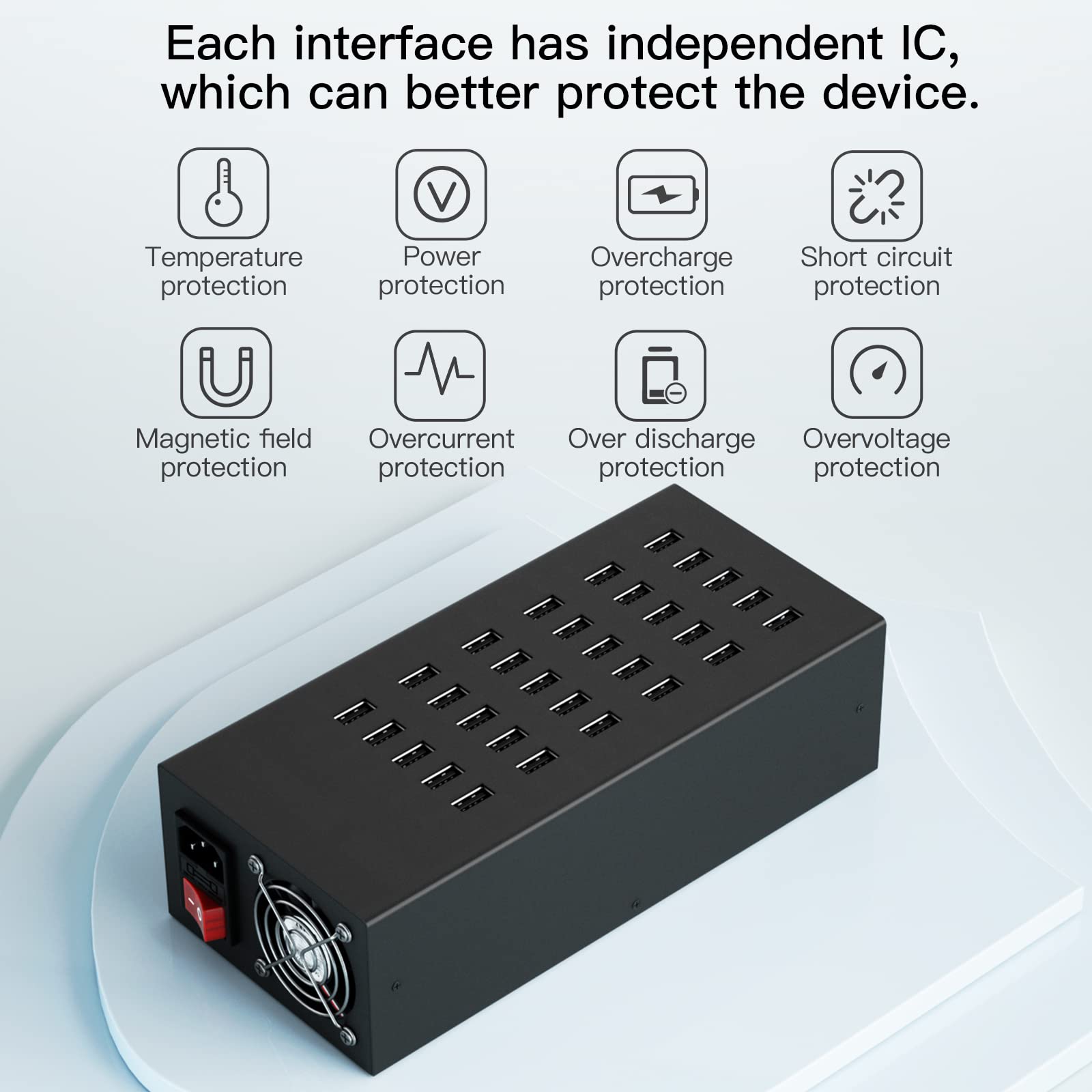 30-Port 300W USB Charging Station for Multiple Devices - Fast Charging Hub for iPhone, iPad, Samsung, Tablets & Electronics - Perfect for Offices, Schools, Hotels & Events