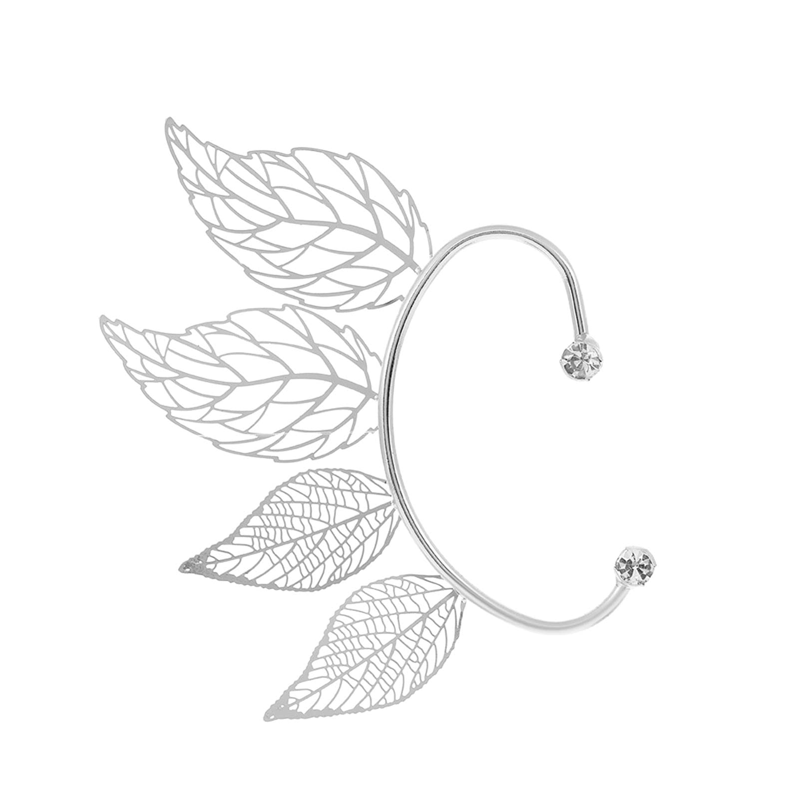 Women's Cubic Zirconia Leaf Stud Earrings - Elegant Single Clip-On Earrings with Sequins & Tassels for Prom, Party, Wedding & Special Occasions