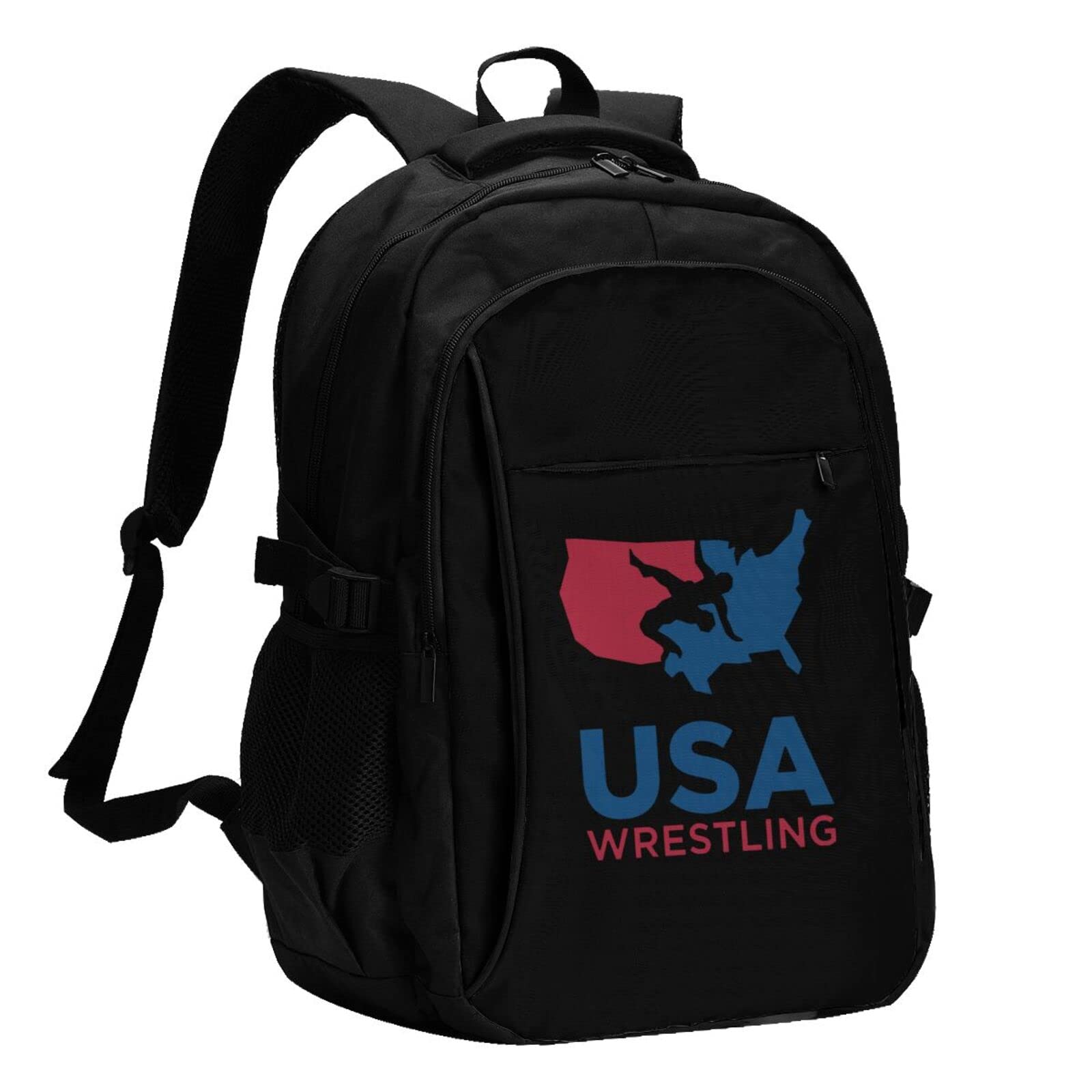 USA Wrestling USB Charging Backpack - Adjustable Outdoor Laptop Backpack for Men & Women - Perfect for Gym, Travel, School and Work