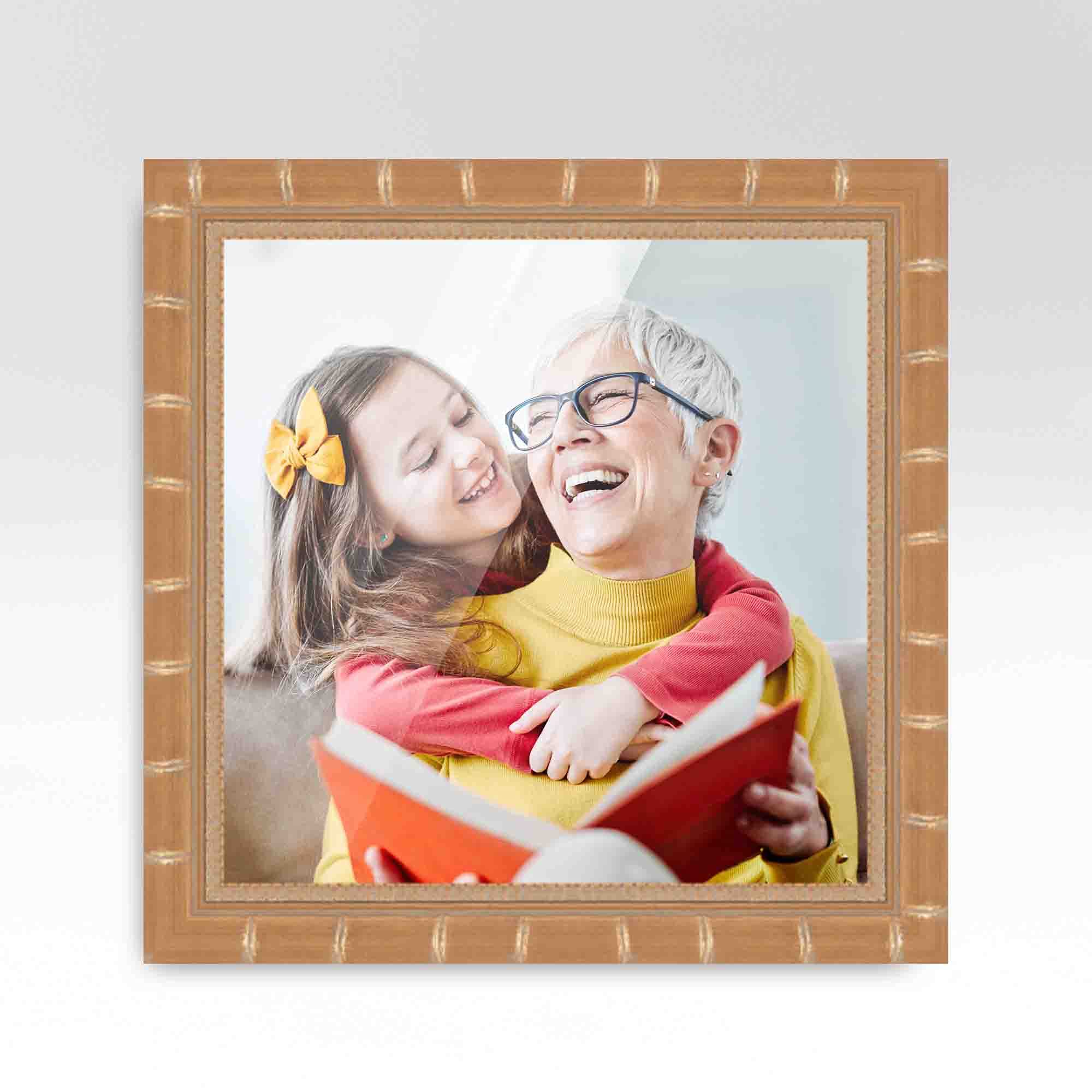 7x7 Bhutan Rustic Gold Picture Frame - Modern Wall Photo Frame with UV Acrylic, Foam Board Backing & Hanging Hardware - Perfect for Home Decor, Office Display & Gift Giving