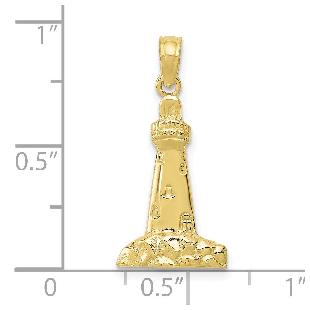 10K Yellow Gold Lighthouse Pendant Necklace - Elegant Nautical Jewelry for Women - Perfect Gift for Beach Lovers, Sailors & Ocean Enthusiasts - Ideal for Birthdays, Anniversaries & Coastal Weddings