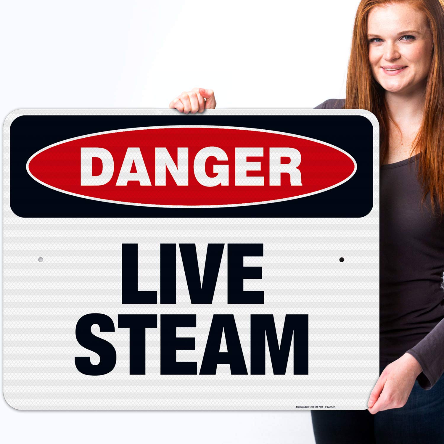 Danger Live Steam Sign - OSHA Compliant 24x30 Inch Reflective Aluminum Safety Sign | 3M EGP .080 Thick, Fade Resistant for Indoor/Outdoor Use | Made in USA | Perfect for Industrial Facilities, Construction Sites & Hazardous Areas