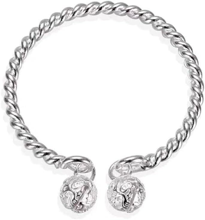 **Elegant Adjustable 925 Sterling Silver Bangle Bracelet for Women - Hand Braided Crystal Cuff Bracelet - Perfect for Gifts, Parties & Everyday Wear**