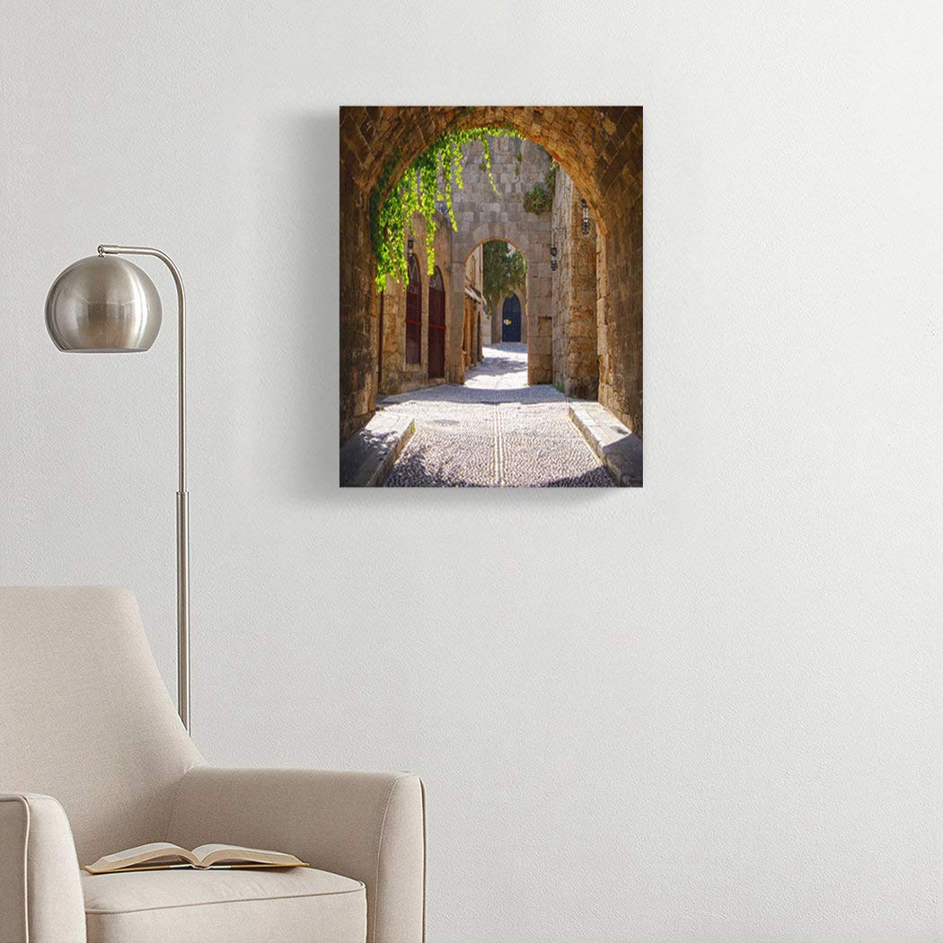 5D DIY Diamond Painting Kit - Medieval Arched Street Old Town Rhodes Full Drill Art Craft (20x16 Inch) for Home Wall Decor, Cross Stitch Gift | Perfect for Relaxation, Stress Relief & Creative Home Decoration
