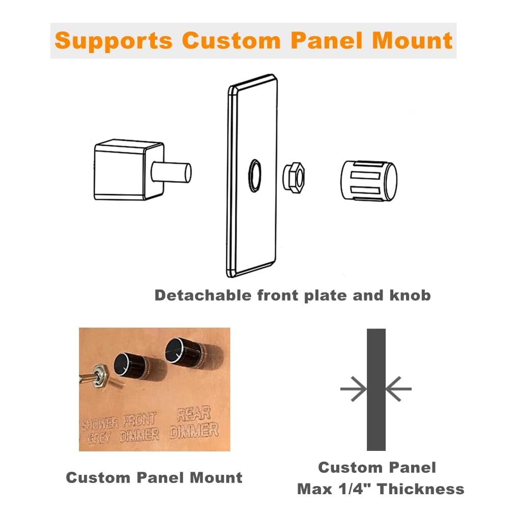 12V PWM Rotary Dimmer Switch for RV, Boat, Camper Van & Truck - High Side Light Dimmer for LED Strip Lights, Puck Lights & Awning Lights - Perfect for Travel Trailers & Marine Lighting Systems