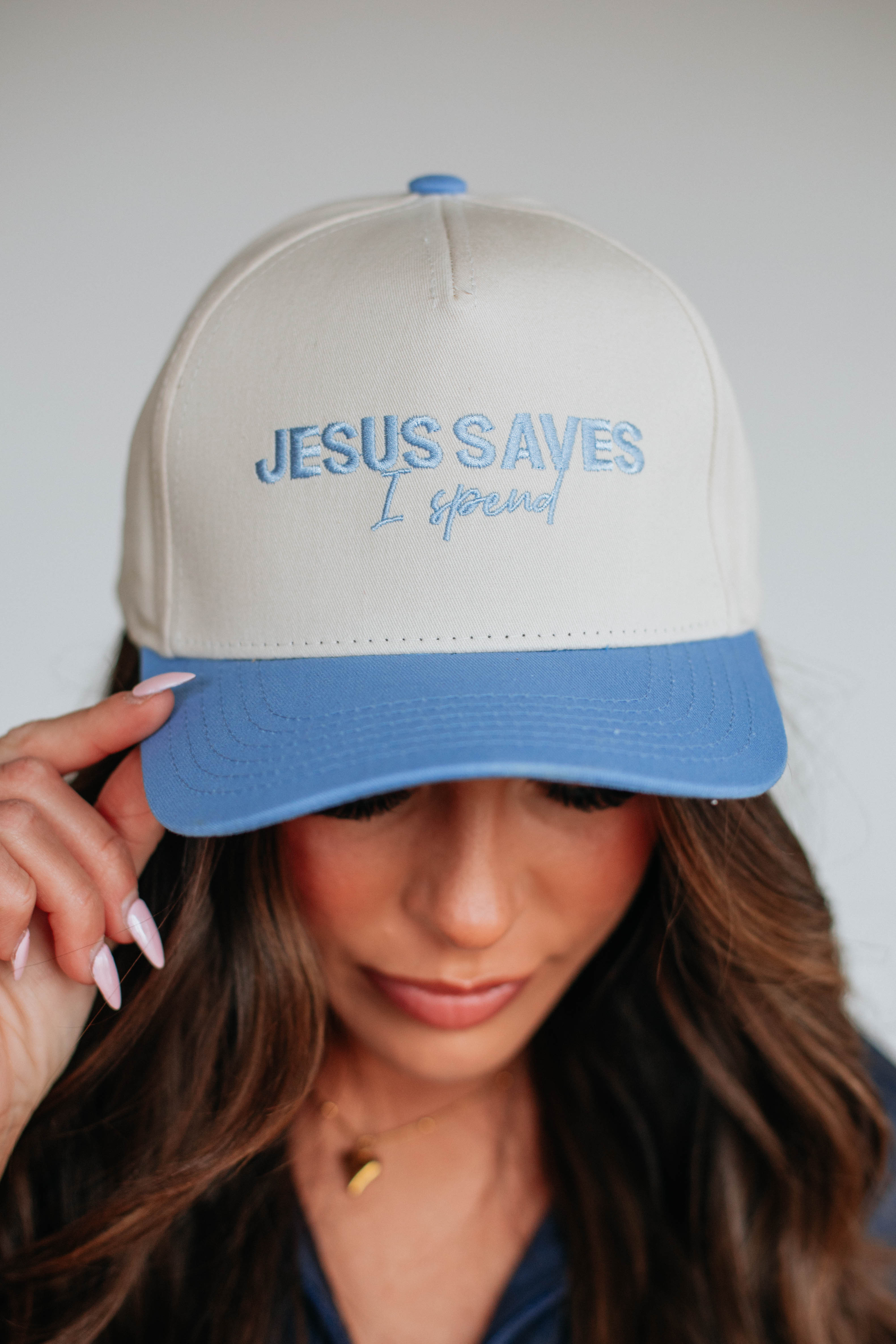 Jesus Saves I Spend Trucker Hat - Stylish Christian Trucker Cap for Men & Women - Perfect for Church, Road Trips & Outdoor Activities
