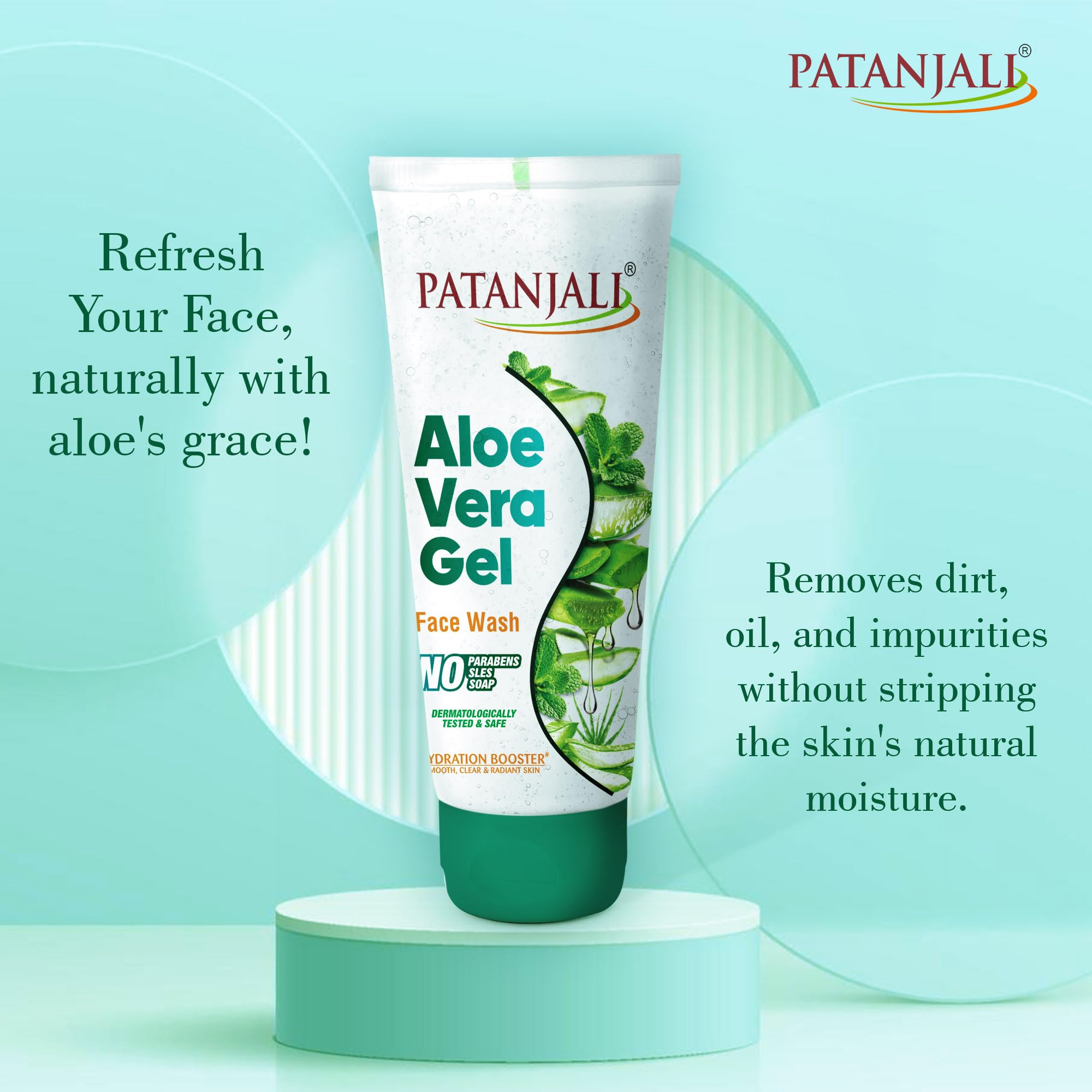 Patanjali Aloe Vera Gel Face Wash - 4 Pack for Clear & Glowing Skin | Natural & Gentle Cleanser for Daily Use | Perfect for Acne-Prone & Sensitive Skin Care Routine