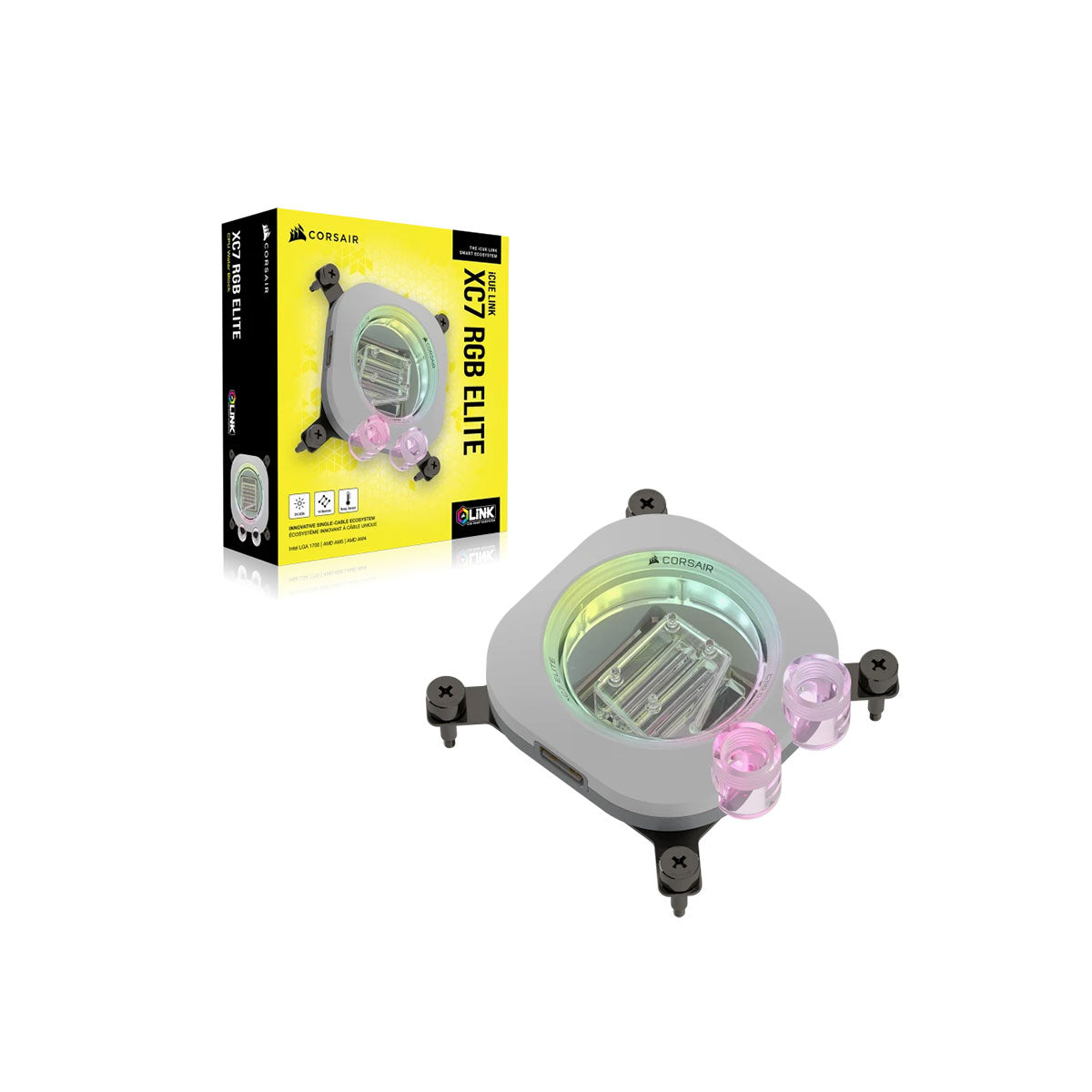 Corsair XC7 Elite CPU Water Block - Compatible with Intel LGA 1700 & AMD AM4/AM5 Sockets - High Performance Liquid Cooling Solution - Perfect for Gaming PCs and Workstation Builds (White)