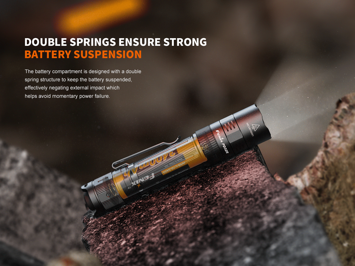 Fenix PD32R Rechargeable LED Flashlight with Silent Switch - 1000 Lumens, Compact & Powerful for Camping, Hiking, Emergency Use