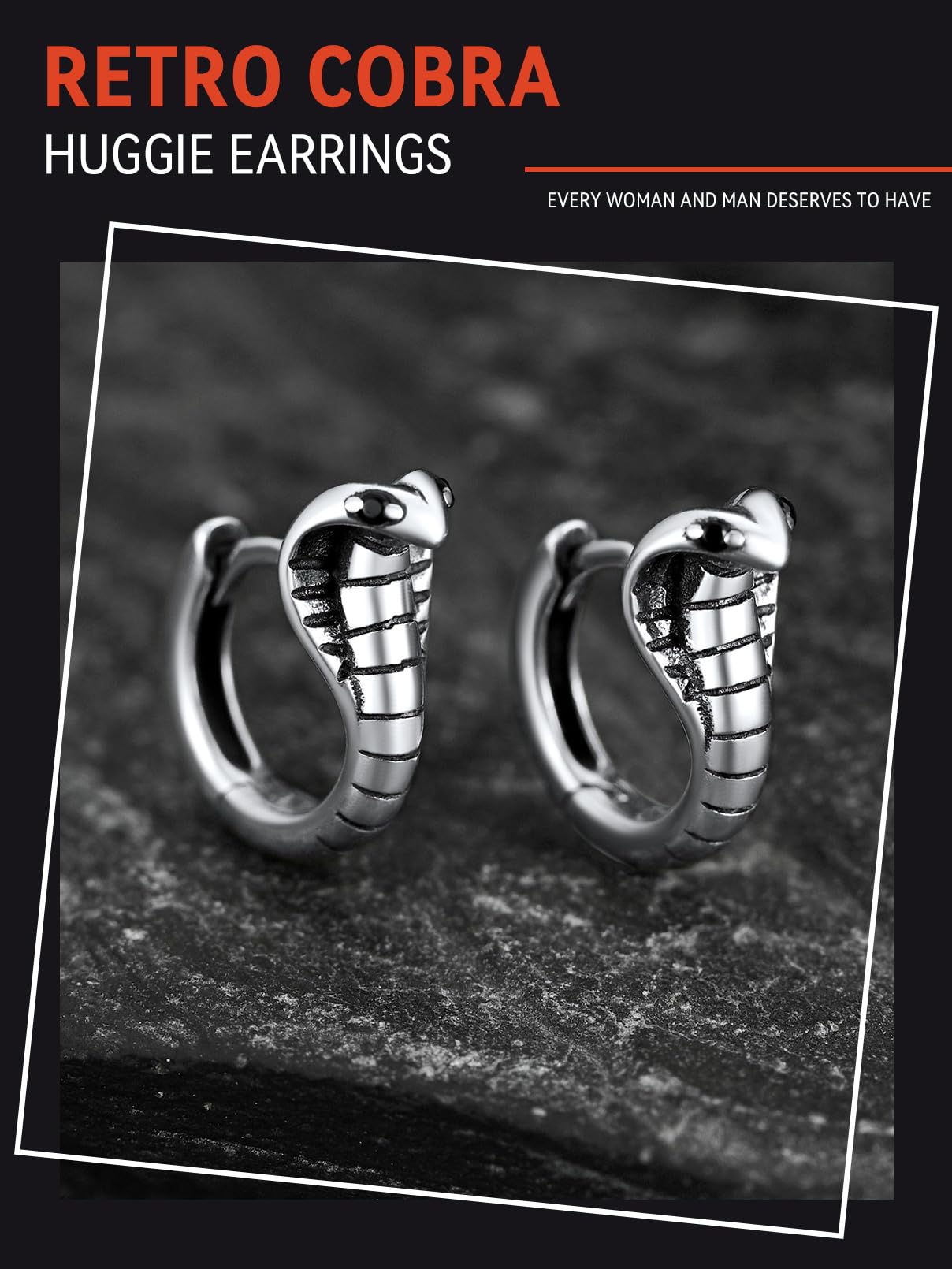 FaithHeart Snake Earrings for Women & Men - 925 Sterling Silver Punk Cobra Stud & Hoop Earrings | Hypoallergenic Dangle Ear Jewelry with Gift Box | Perfect for Gothic, Rocker & Boho Fashion Styles
