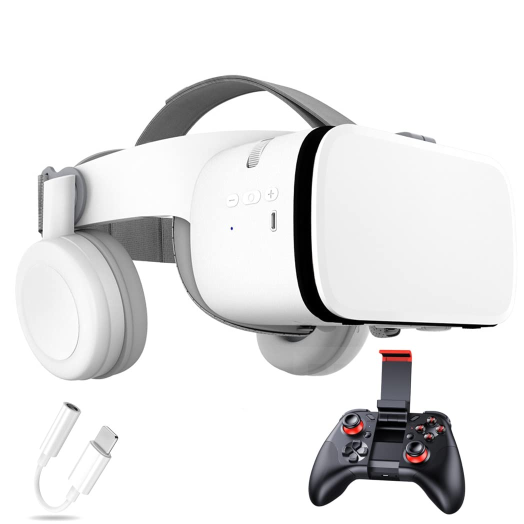 3D VR Headset with Bluetooth Controller - Compatible with iPhone 13 Pro Max/13 Pro/13/12/11, Samsung Galaxy S21, Huawei & Xiaomi Series - Immersive Virtual Reality Experience for Gaming, Movies & Education (Color: Black, Size: iOS)