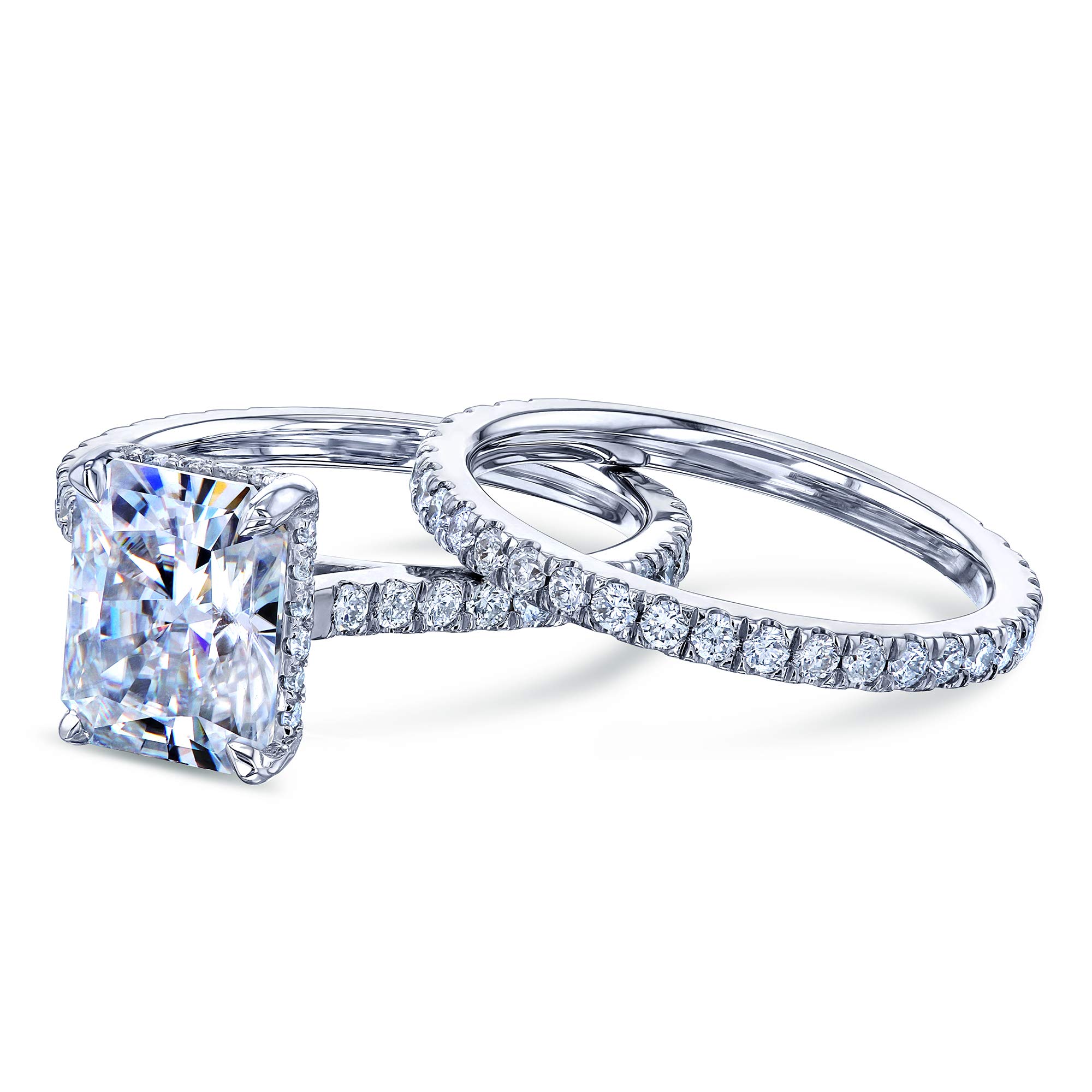 2.7ct Radiant Cut Moissanite Drop Halo Engagement Ring & Wedding Band Set - Elegant Bridal Jewelry for Proposals, Anniversaries & Special Occasions