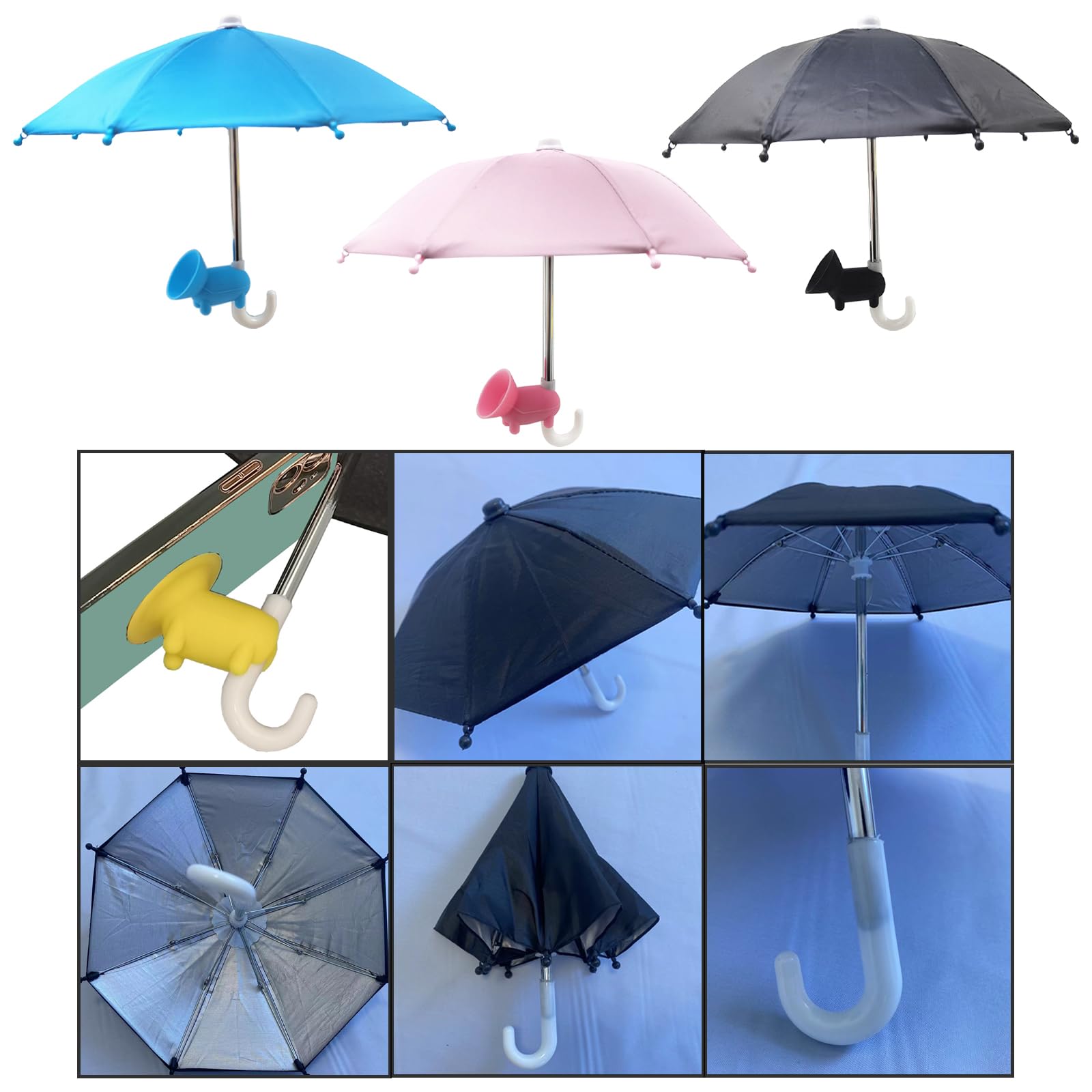 3 Pack Phone Sun Shade Umbrella with Adjustable Suction Cup Stand - Outdoor Sun Protection for Smartphones - Perfect for Beach, Pool, and Outdoor Activities