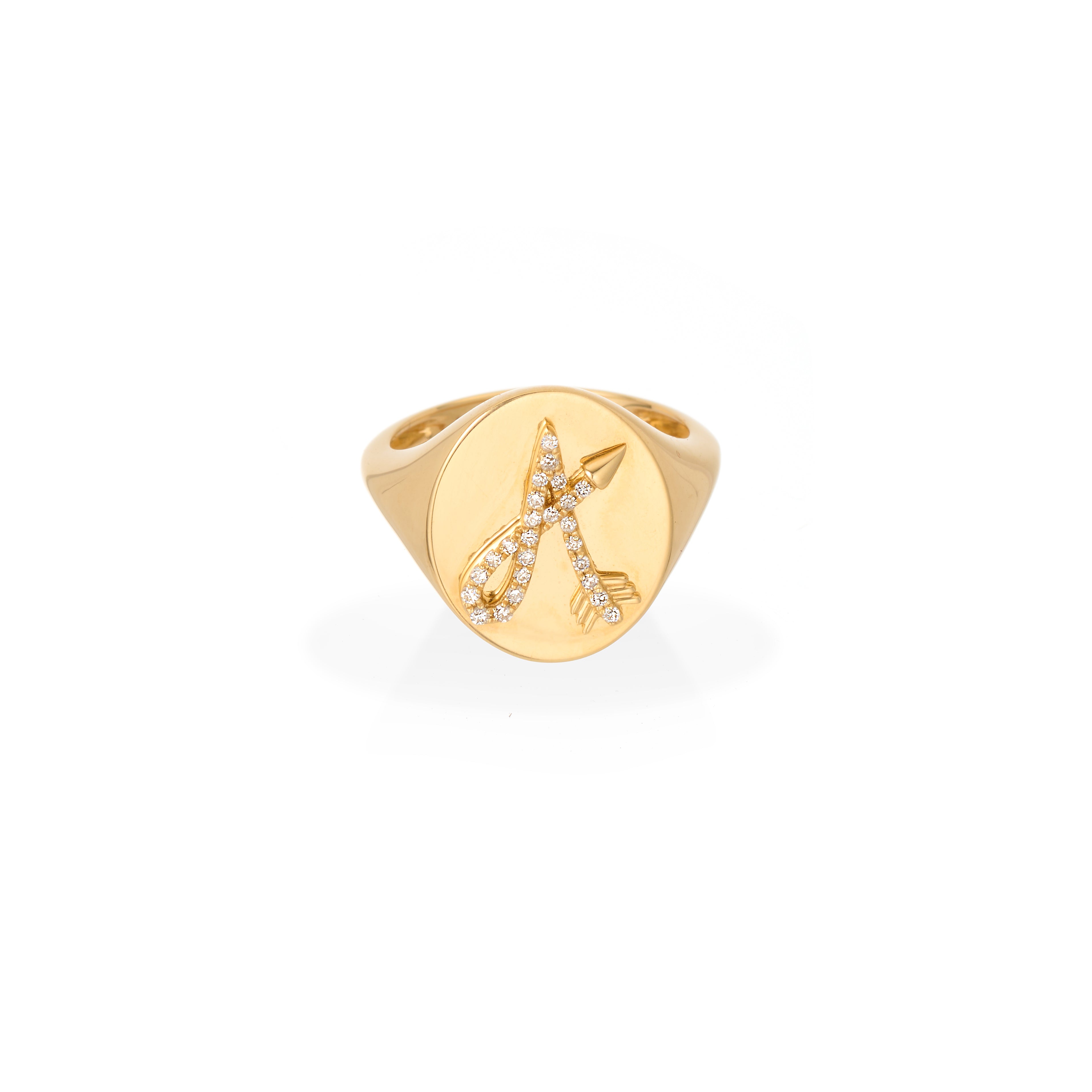Diamond Arrow Initial Signet Ring for Men - Personalized Engraved Letter Ring - Perfect for Gifts, Weddings & Everyday Style