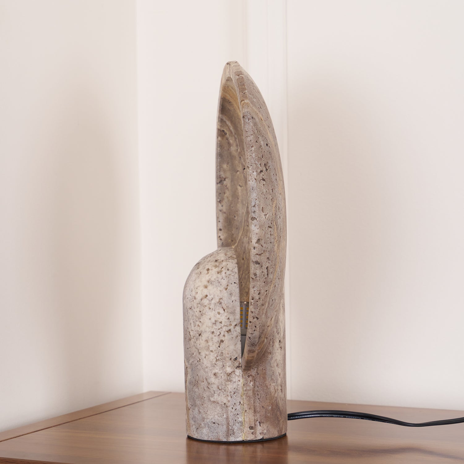 Eclipse Stone Table Lamp - Natural Stone Base, Modern Bedside Lighting for Living Room, Bedroom & Office Decor