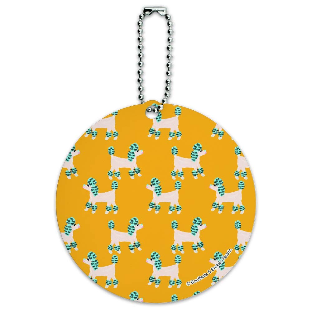 Lash Poodles Round Luggage ID Tag Card - Durable Suitcase & Carry-On Identification Tag for Travel - Perfect for Airports, Business Trips, and Vacation