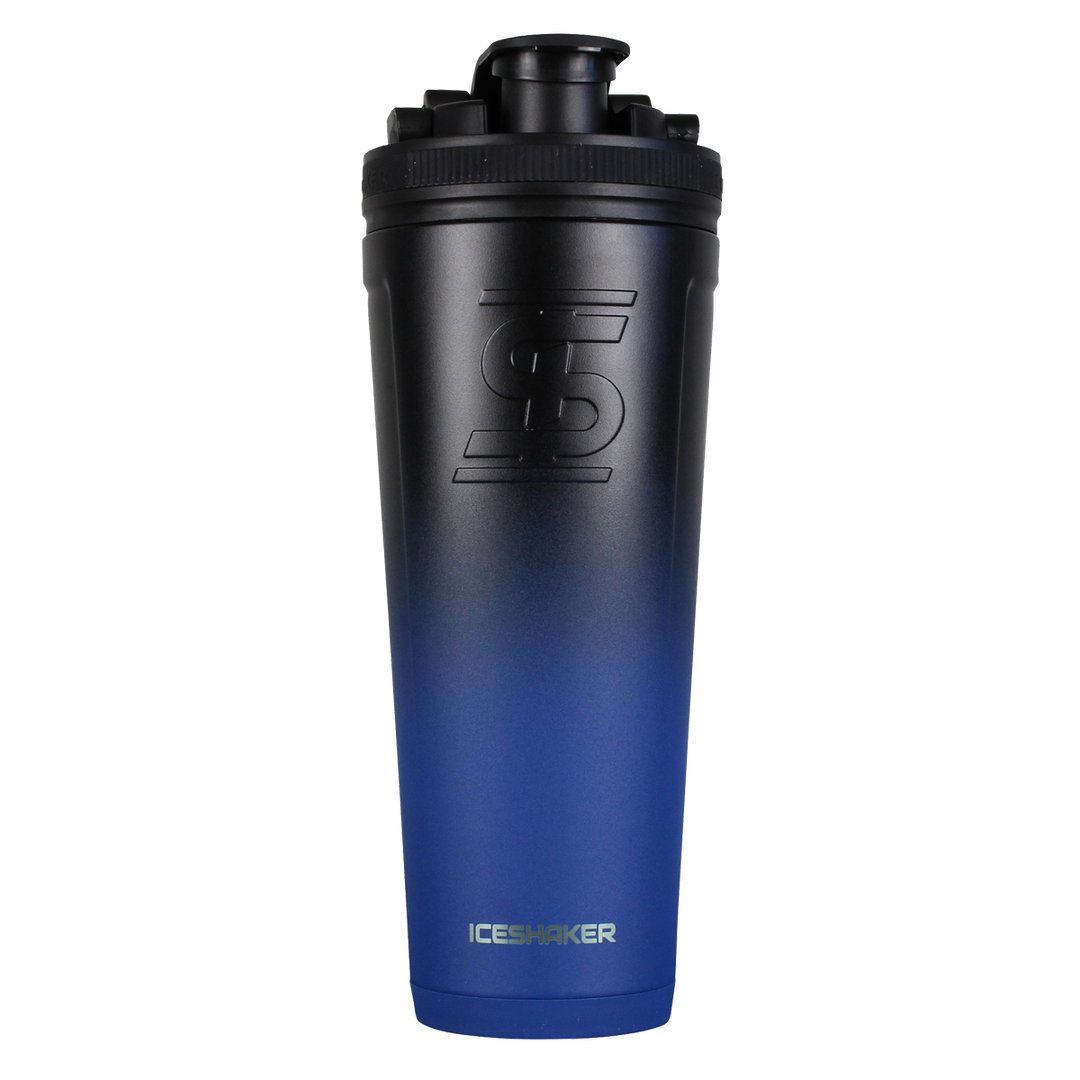 36oz Custom Insulated Ice Shaker Bottle - Navy Black Ombre Gradient Design | Perfect for Gym, Workouts & Outdoor Activities