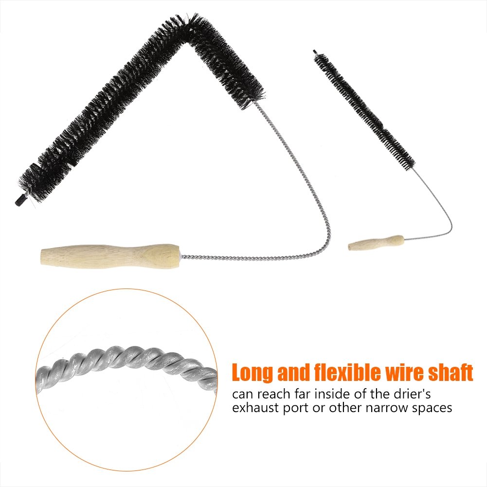 Dryer Vent Cleaner Kit with Flexible Brush Head & Synthetic Bristles - Efficient Lint Trap Cleaning Tool for Home Laundry Safety & Fire Prevention
