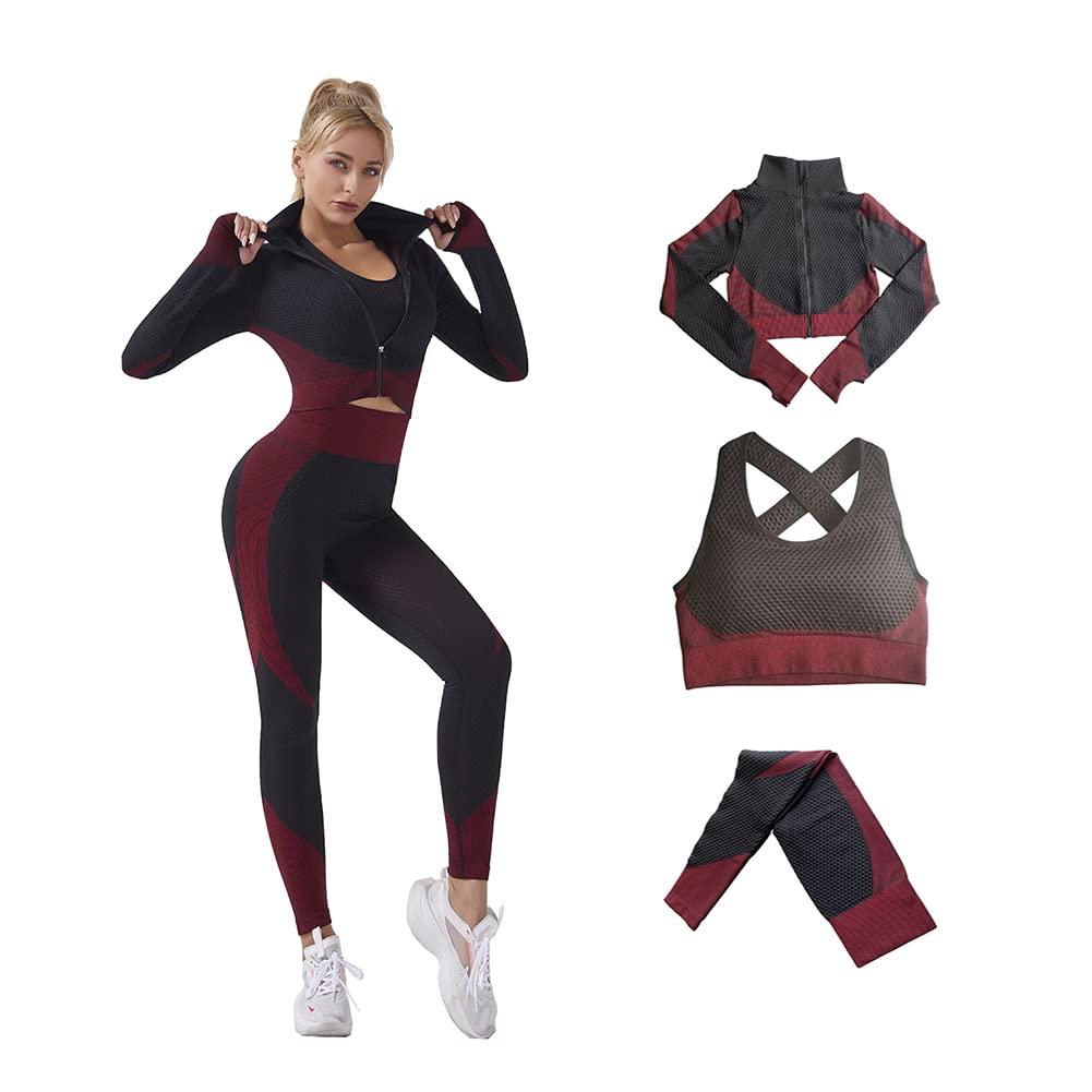 Veriliss 3-Piece Seamless Workout Sets for Women - Gym, Yoga, Running & Fitness Sports Outfits | High-Performance Activewear for Training, School & Daily Wear