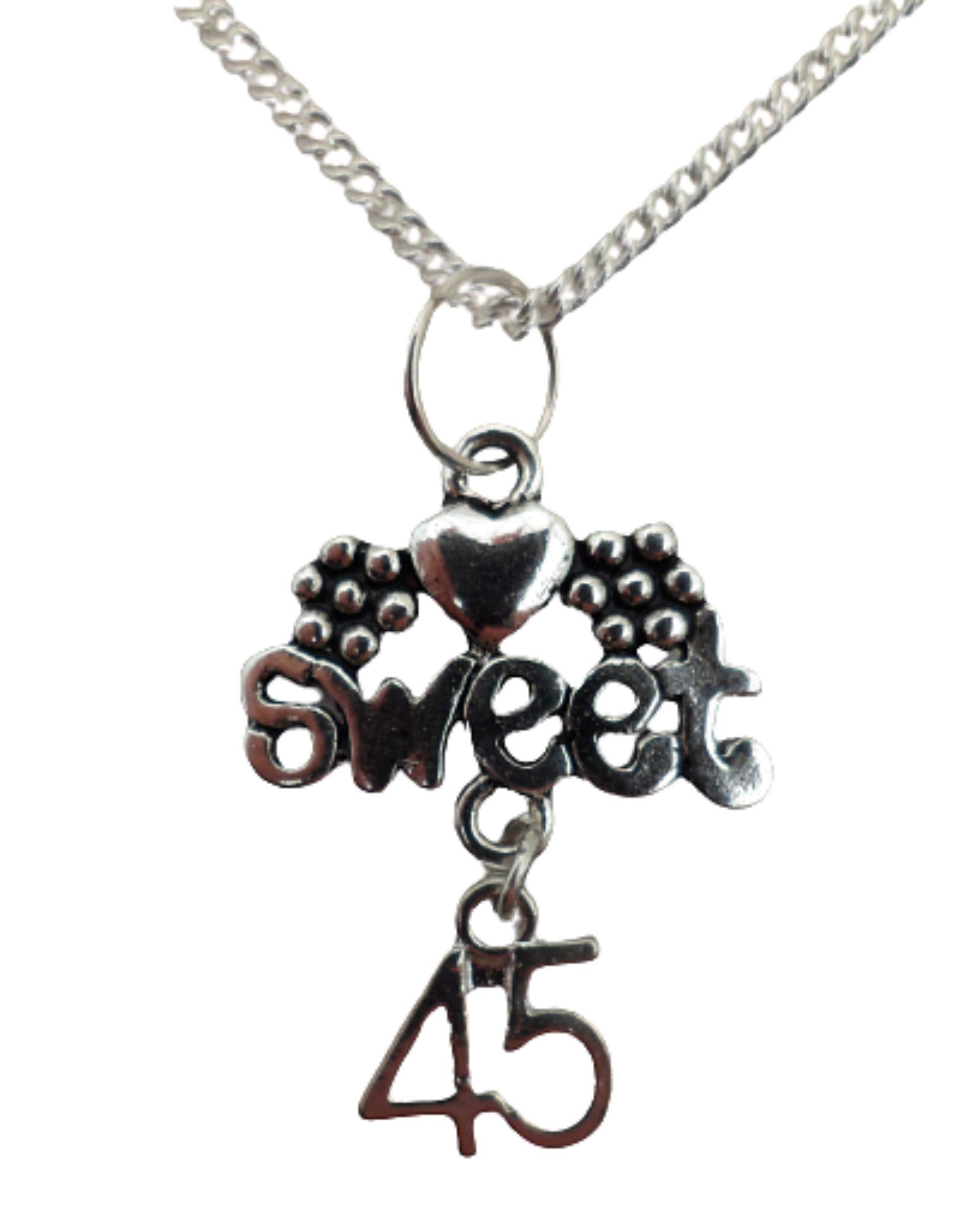 Silver Plated 45 Charm Necklace - Birthday & Anniversary Gift for Her