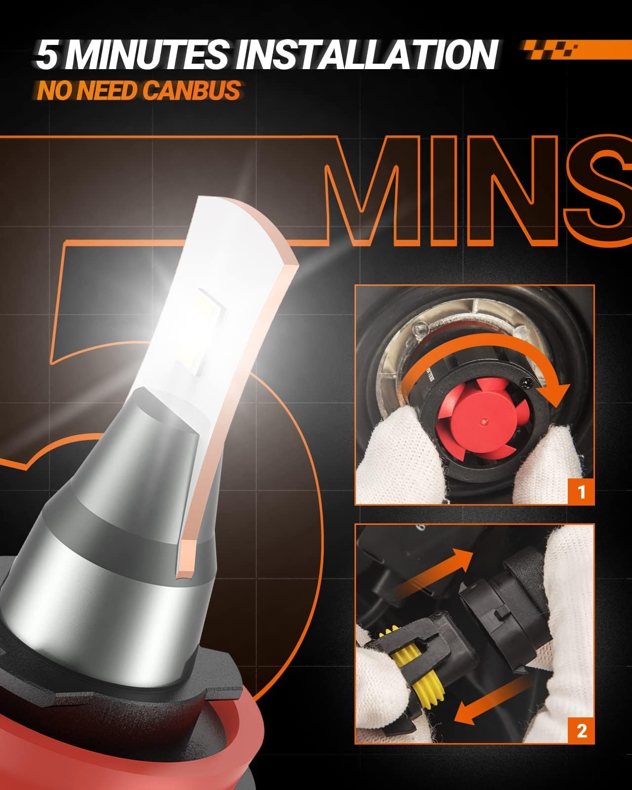 SEALIGHT 9005/HB3 LED Fog Light Bulbs - 36000LM Super Bright, 800% Brighter Than Halogen, 50000+ Hours Lifespan, 15000RPM Cooling Fan, IP68 Waterproof, Plug and Play - Perfect for Off-Roading, Night Driving & Foggy Conditions (Pack of 2)
