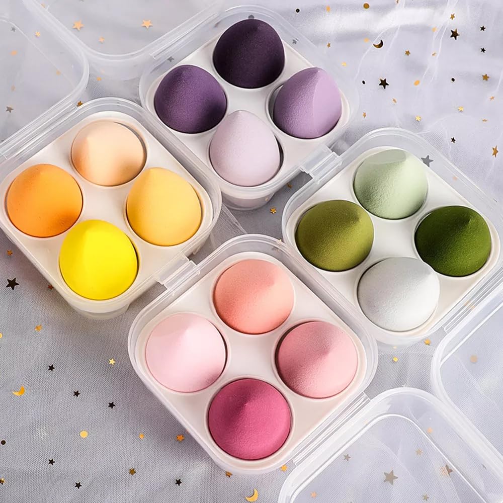 BELLA HARARO 4-in-1 Elastic Soft Makeup Sponge - Beauty Blender with Storage Box for Foundation, Concealer, Powder & Cream - Perfect for Daily Makeup & Professional Use
