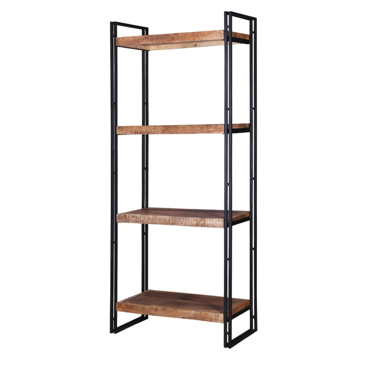 Corvallis 4-Shelf Solid Wood Industrial Bookcase - Rustic Bookshelf for Living Room, Office & Study - Sturdy Storage for Books, Decor & Essentials