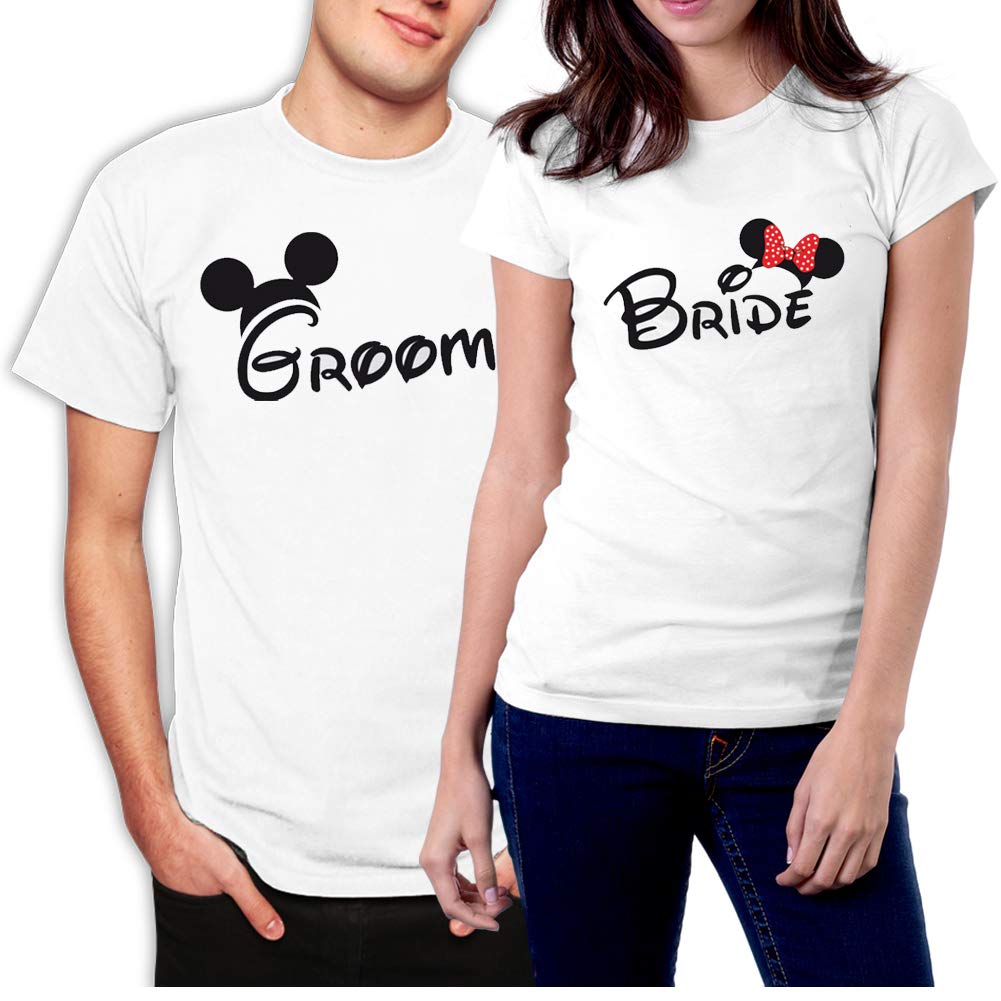 Custom Matching Couple T-Shirts for Bride & Groom | Newlywed Wedding Shirts | Perfect for Engagement Photos, Honeymoon & Anniversary Gifts