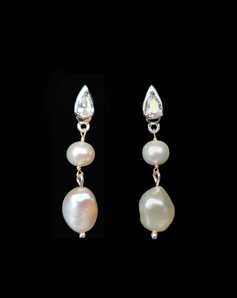 Elegant Wedding Earrings - Dainty Freshwater Pearl & Pear Crystal Stud Earrings by Lulu by Lola Knight | Perfect for Bridal Jewelry, Bridesmaid Gifts & Formal Occasions