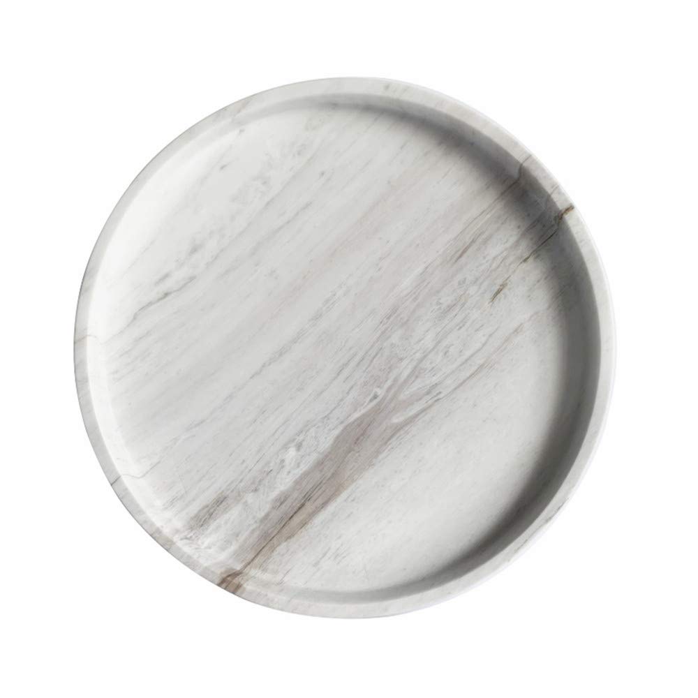 StonePlus Natural Marble Bathroom Vanity Tray - Large Round Organizer for Jewelry, Towels & Cosmetics (Volakas White) | Perfect for Spa Day, Home Decor & Bathroom Storage