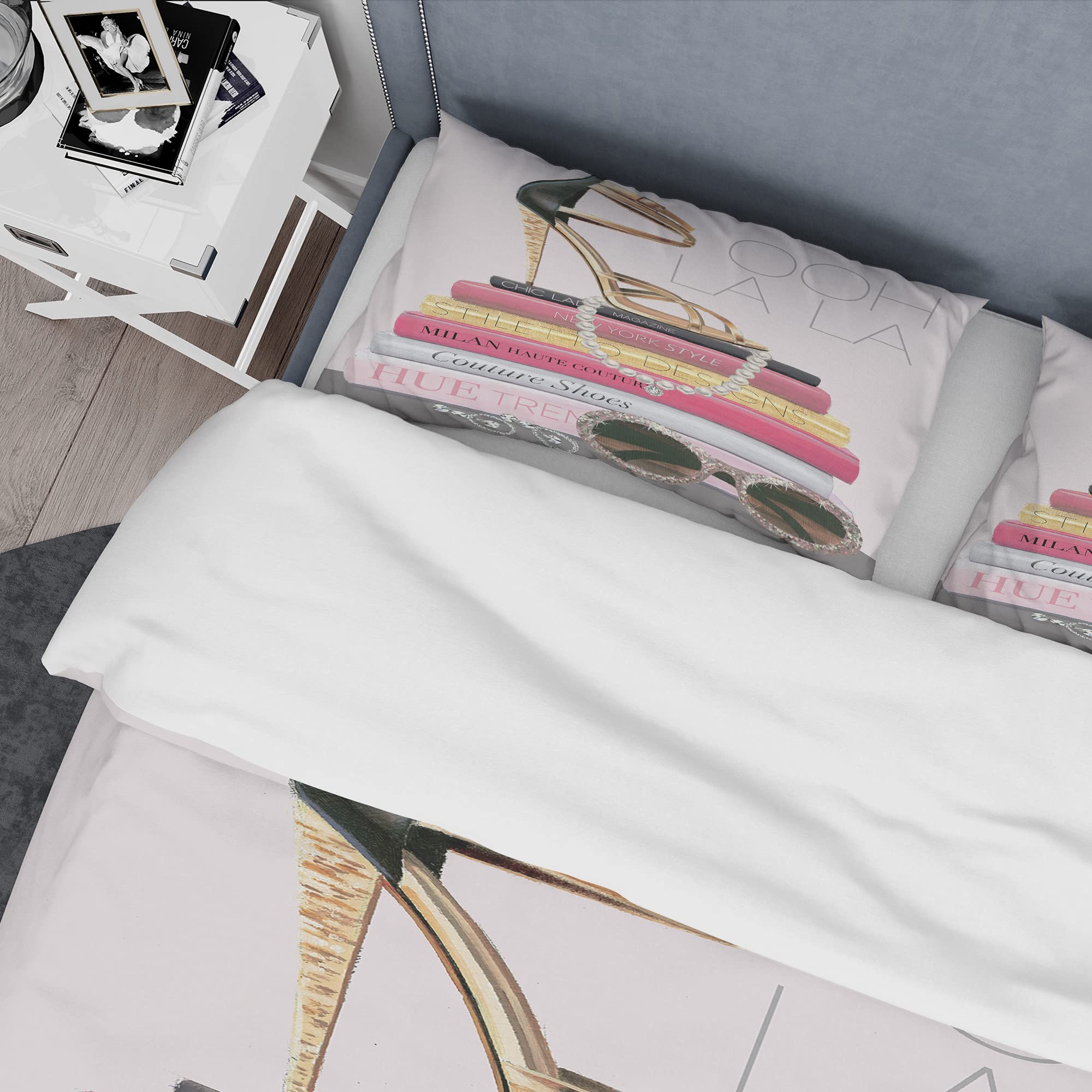 Paris Glamorous Gold Traditional Duvet Cover Set King Size - 3 Piece Luxury Bedding Set with Gold Design for All Seasons | Perfect for Master Bedroom, Guest Room & Hotel Decor