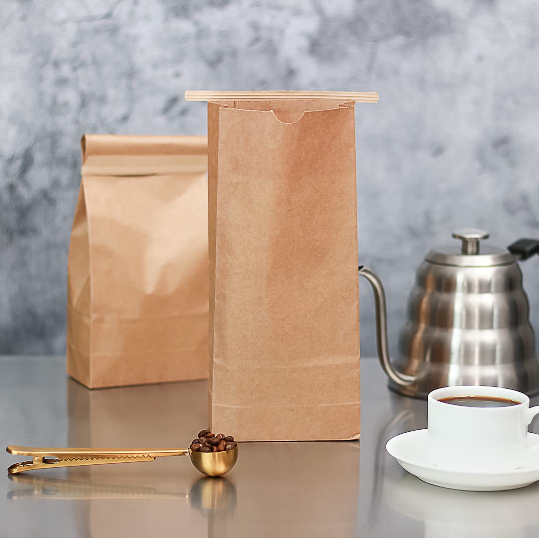 Bag Tek 1 LB Bakery Bags - 100 Disposable Kraft Paper Treat Bags with Built-In Tin Tie | Perfect for Coffee Beans, Donuts, Granola & Popcorn | Ideal for Bakeries, Cafes & Party Favors | Eco-Friendly Food Packaging