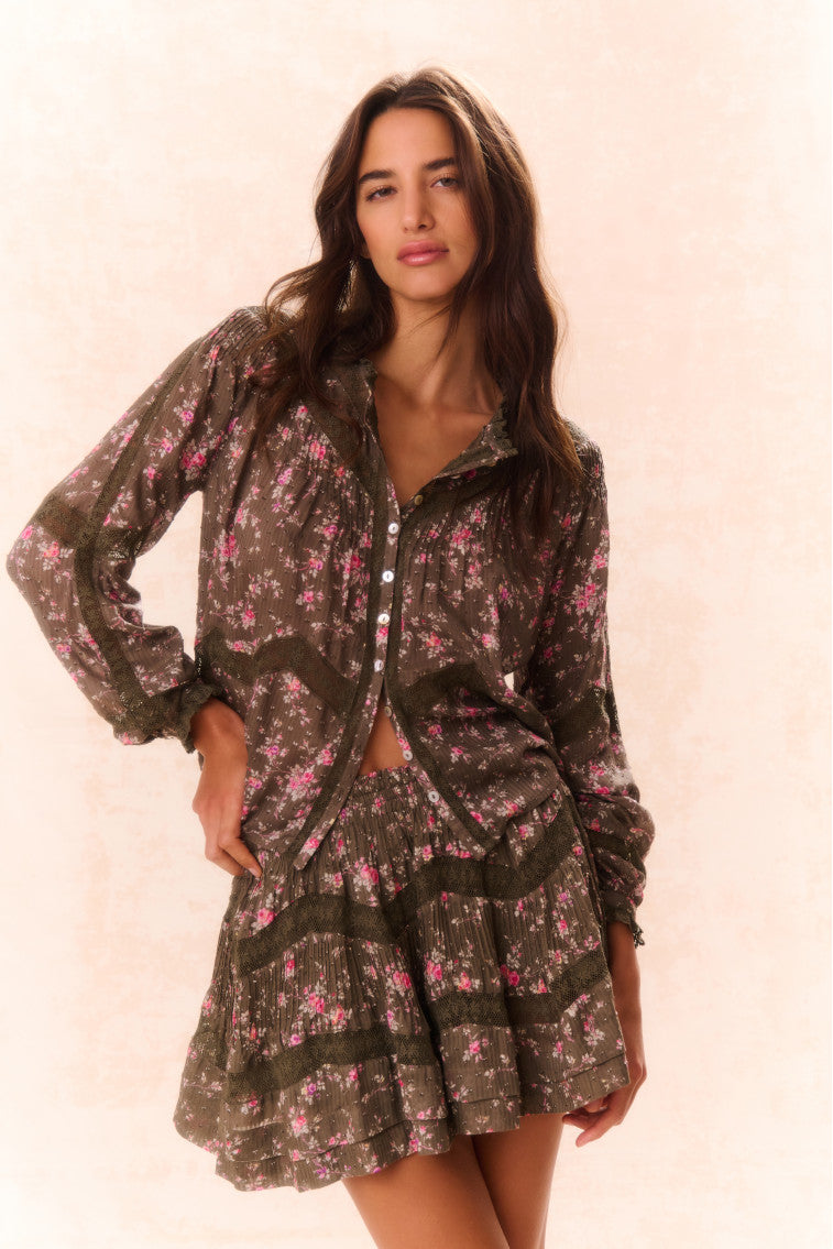 Lorianne Floral Mini Skirt - Women's Summer A-Line Skirt with Pockets, Flowy & Comfortable for Casual Wear, Beach, Vacation & Date Night Outfits
