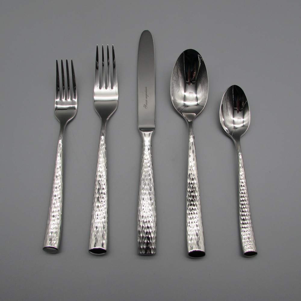Premium Ricci Argentieri Anvil 20-Piece Stainless Steel Flatware Set - Elegant Silverware for Fine Dining, Weddings & Formal Occasions