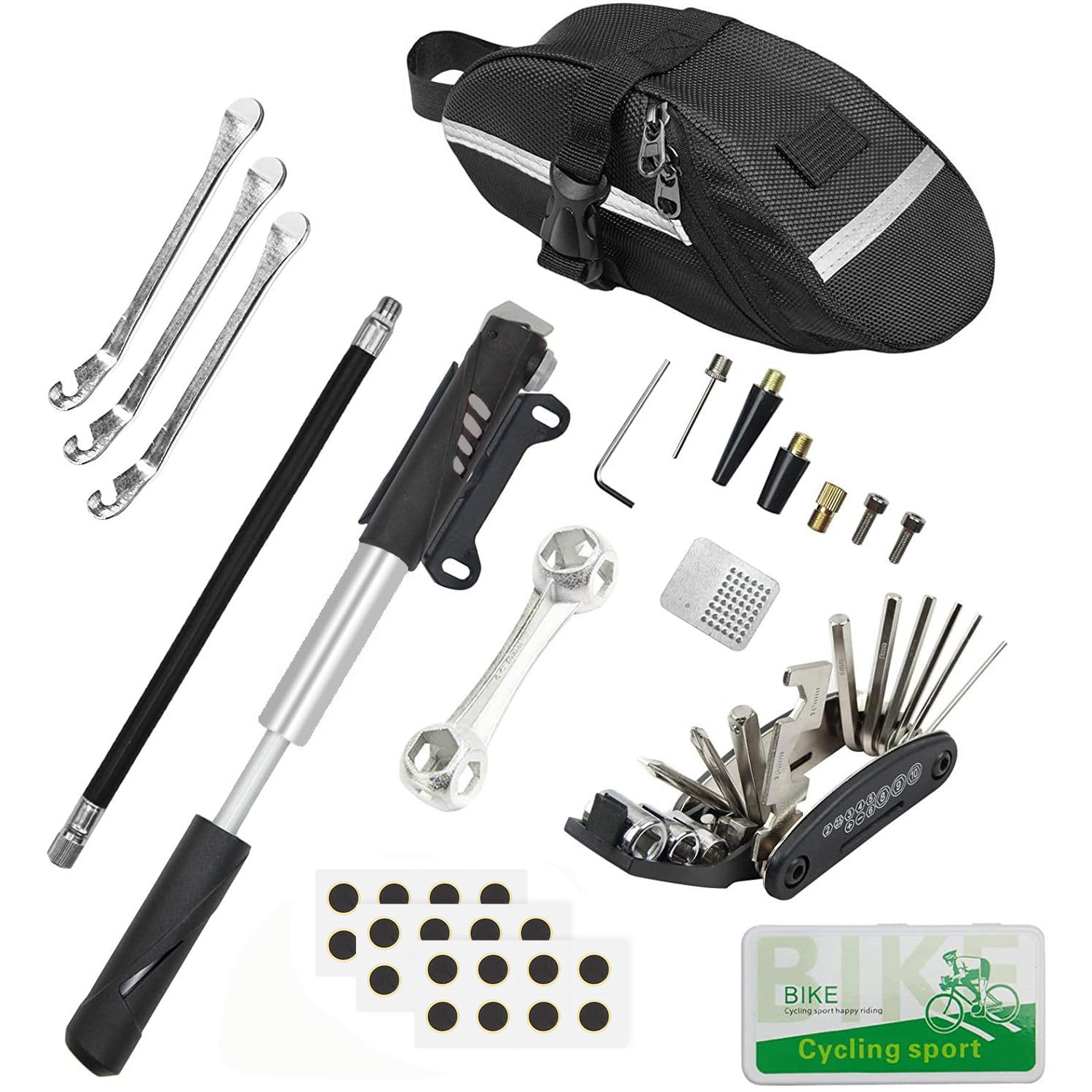 LEFUS 26-in-1 Bike Tool Kit with Tire Repair Kit & Storage Bag - Professional Bicycle Repair Tools for Mountain Bike, Road Bike, Motorcycle - Perfect for On-the-Go Cycling Repairs and Emergency Maintenance