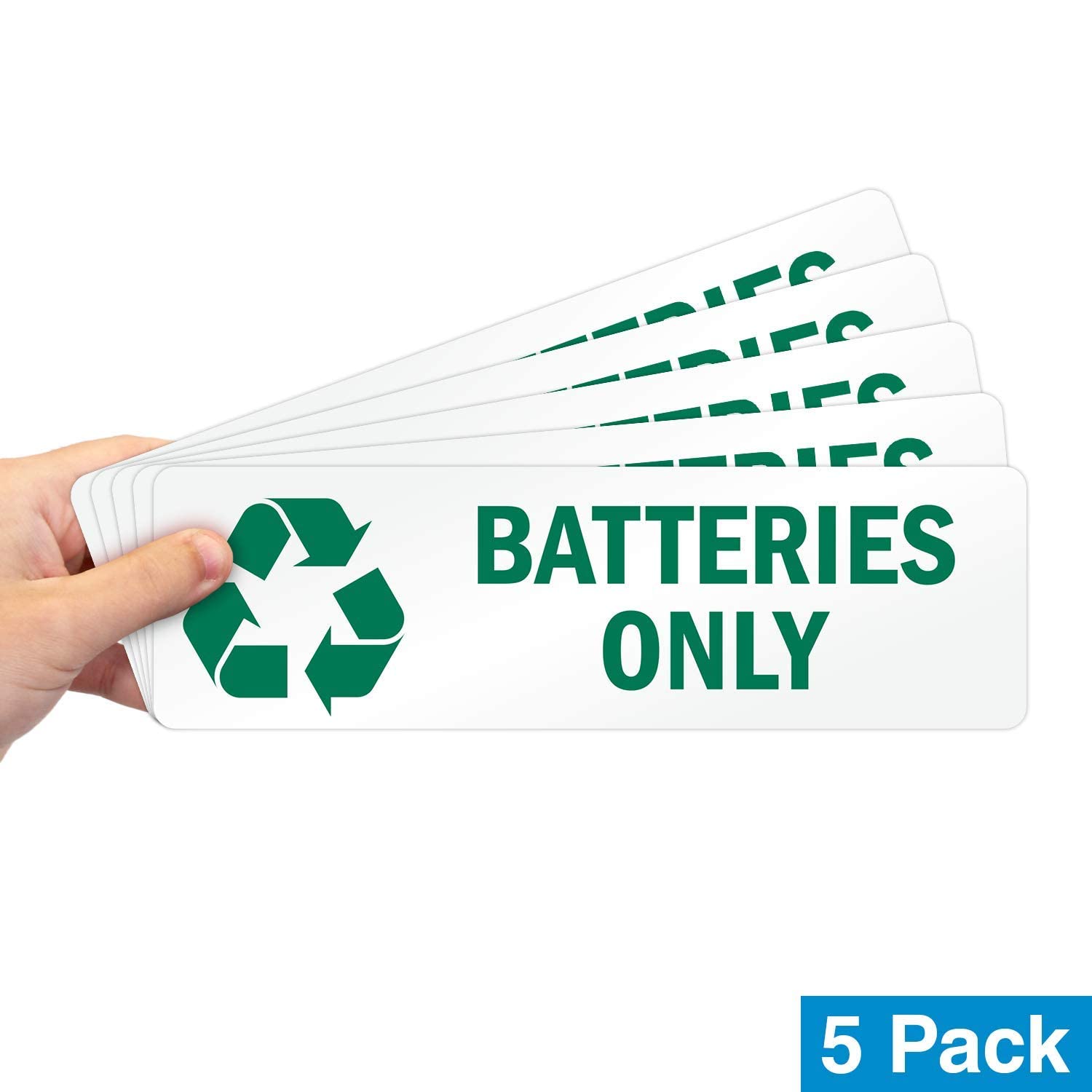 SmartSign Batteries Only Pack of 5 Recycle Labels - 3