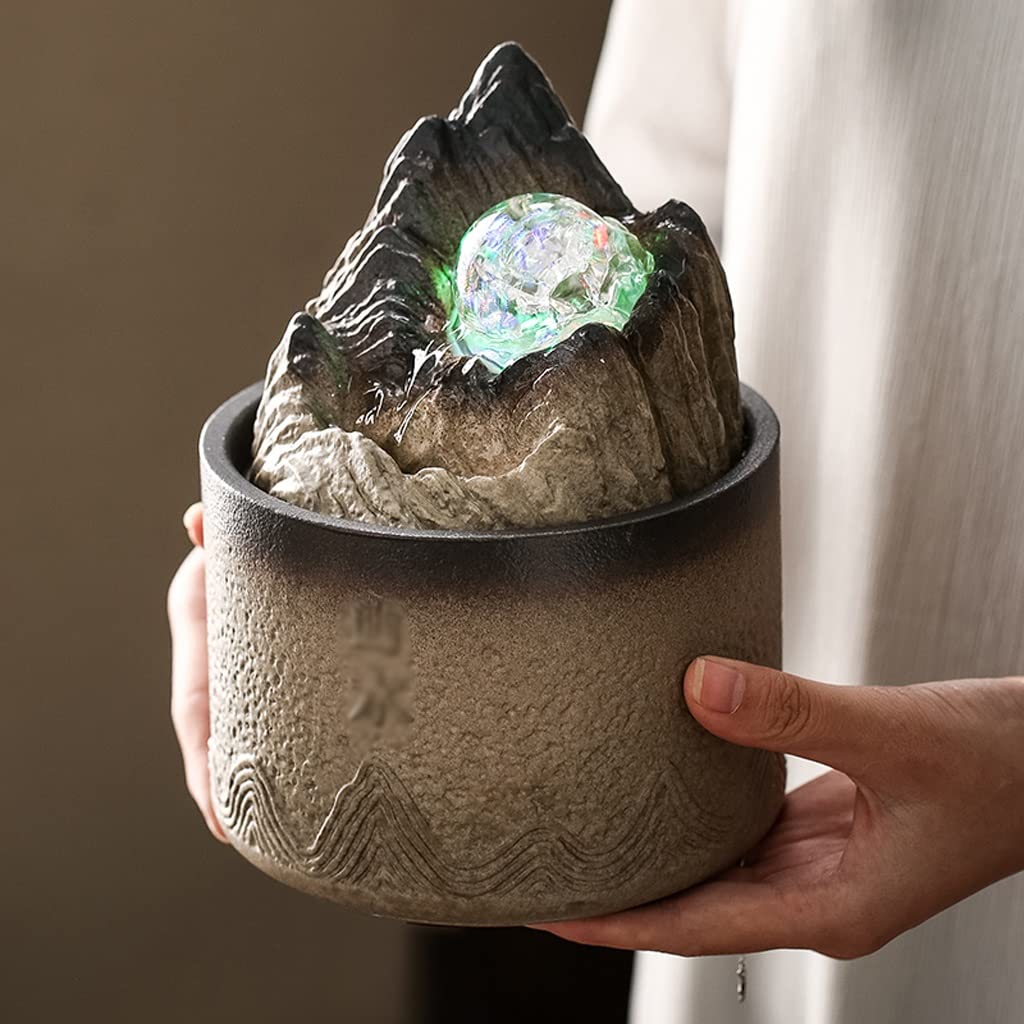 Desktop Fountain - Small Relaxing Tabletop Waterfall Feature for Office & Home Decor | Indoor Zen Fountain with Soothing Water Sounds for Stress Relief & Meditation