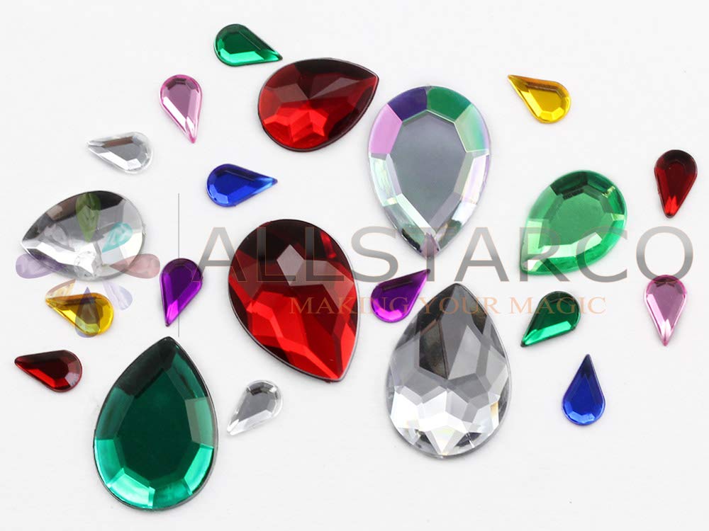 Allstarco 18x13mm Flat Back Teardrop Acrylic Rhinestones - 30pcs Crystal Clear Plastic Gems for Jewelry Making, Costume Accessories, Cosplay, Card Making, Scrapbooking & DIY Crafts - Perfect for Bridal, Nail Art & Home Decor