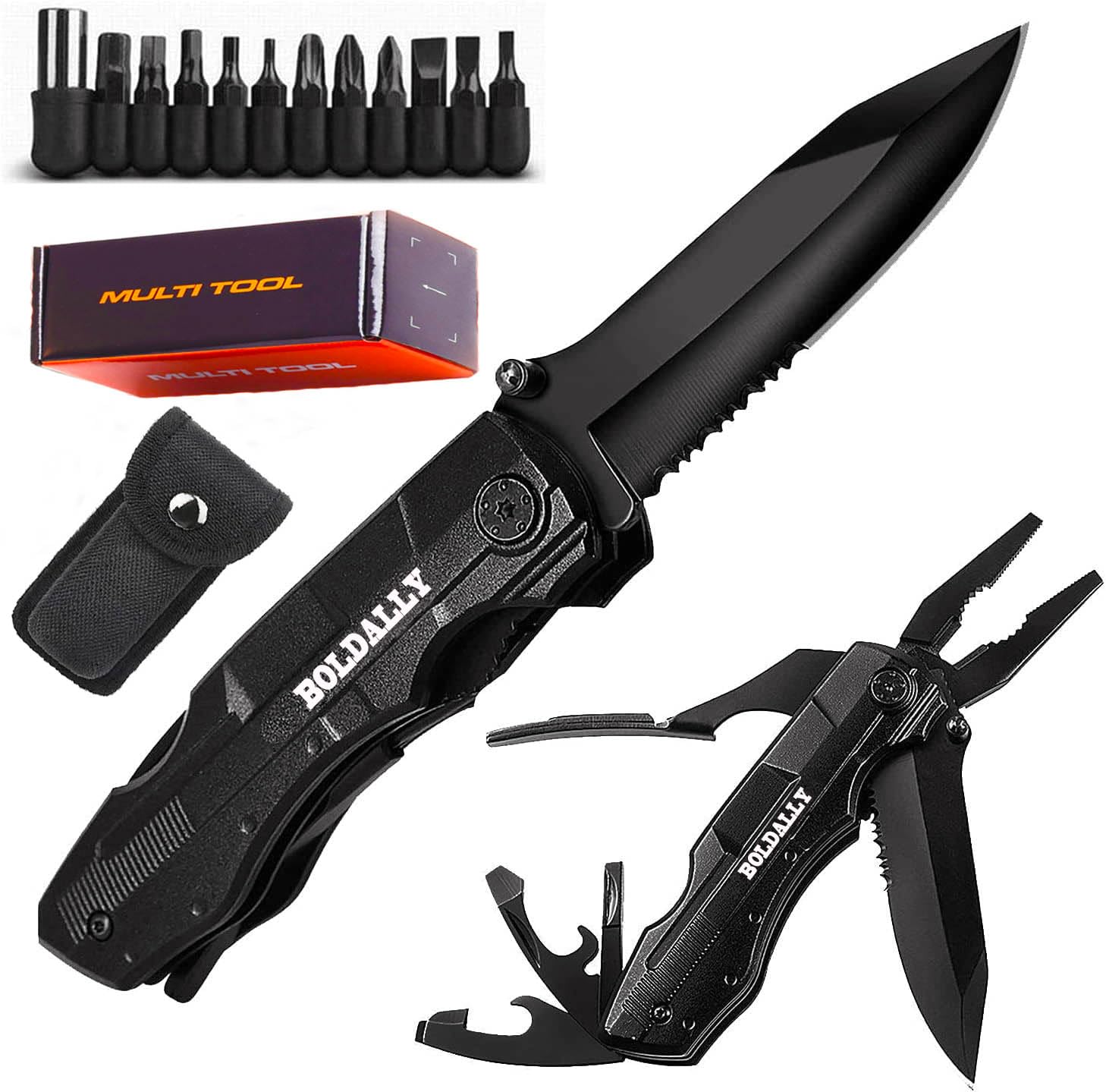 16-in-1 Multitool Pocket Knife with Saw, Blade, Pliers & Screwdrivers - Camping, Survival & Emergency Tool - Perfect Gift for Men, Dads & Outdoor Enthusiasts (Hiking, Fishing, DIY Projects)