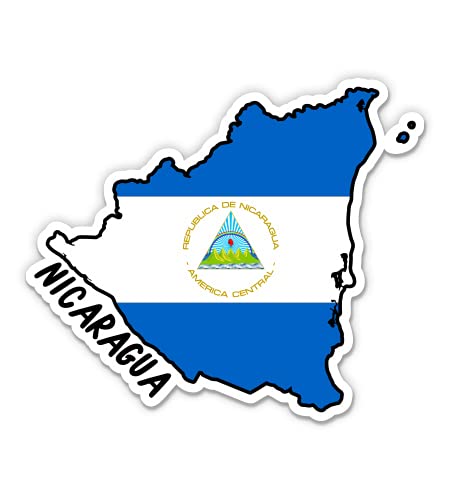 Squiddy Nicaragua Map with Flag Vinyl Sticker Decal - 3 Inch Waterproof Decals for Phone, Laptop, Water Bottle, Notebook - Perfect for Travel Lovers & Country Pride Decor