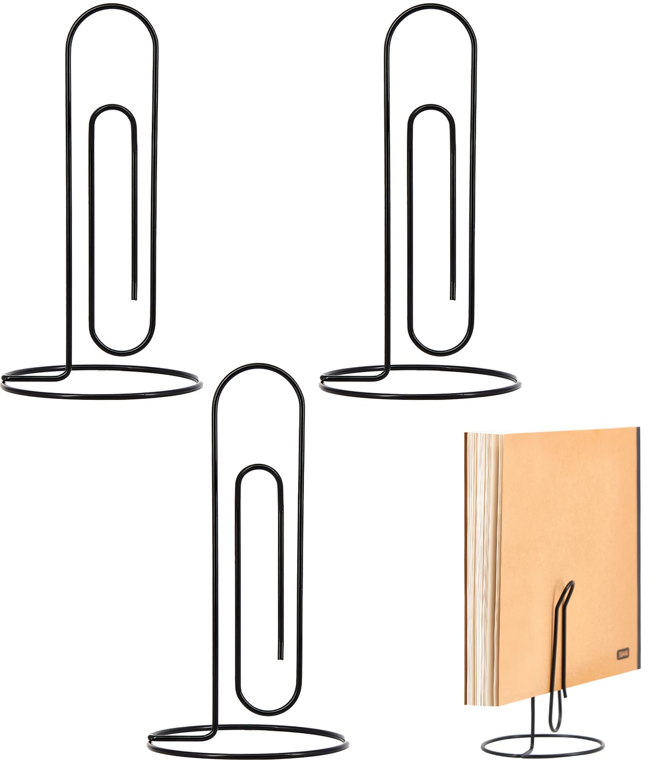 4 Pack Large Paper Clip Memo Holders for Desk - Letter & Bill Organizer, Mail Storage Stand, Office Desktop Accessories - Perfect for Home Office, School, and Workspace Organization