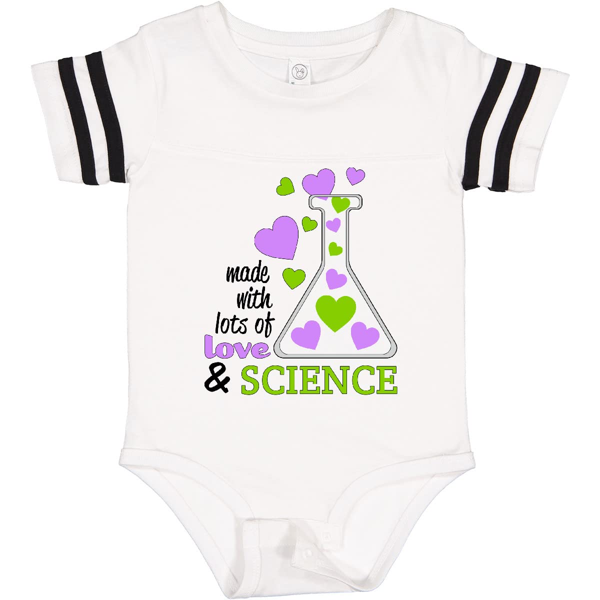 Inktastic Made with Lots of Love and Science Heart Bubbles Baby Bodysuit - Soft & Cute Onesie for Newborns, Infants | Perfect for Family Photos, Playdates & Everyday Wear