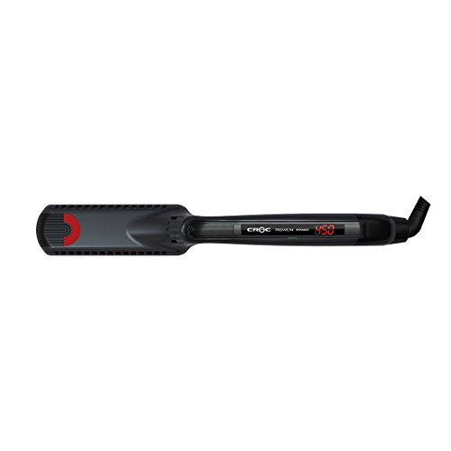 Premium CROC 1.5 Inch Black Infrared Hair Straightener - Ceramic Titanium Floating Plates, Dual Voltage (Up to 450°F), Ergonomic Handle for Salon-Quality Styling at Home or Travel | Perfect for Straightening, Curling & Smoothing All Hair Types