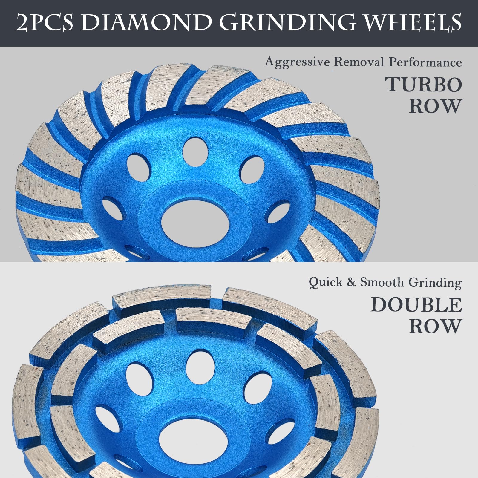 2Pcs Diamond Concrete Grinding Cup Wheels 115mm (4-1/2