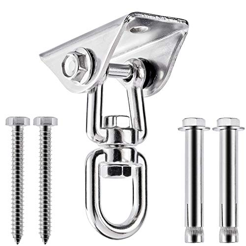 Heavy Duty Swing Hangers Set - Rotary Swing Fixed Plate for Concrete & Wood - Yoga Hammock Chair Hooks - Easy Installation with Sandbag (Silver) - Perfect for Indoor/Outdoor Yoga, Hammock Chairs & Swing Sets