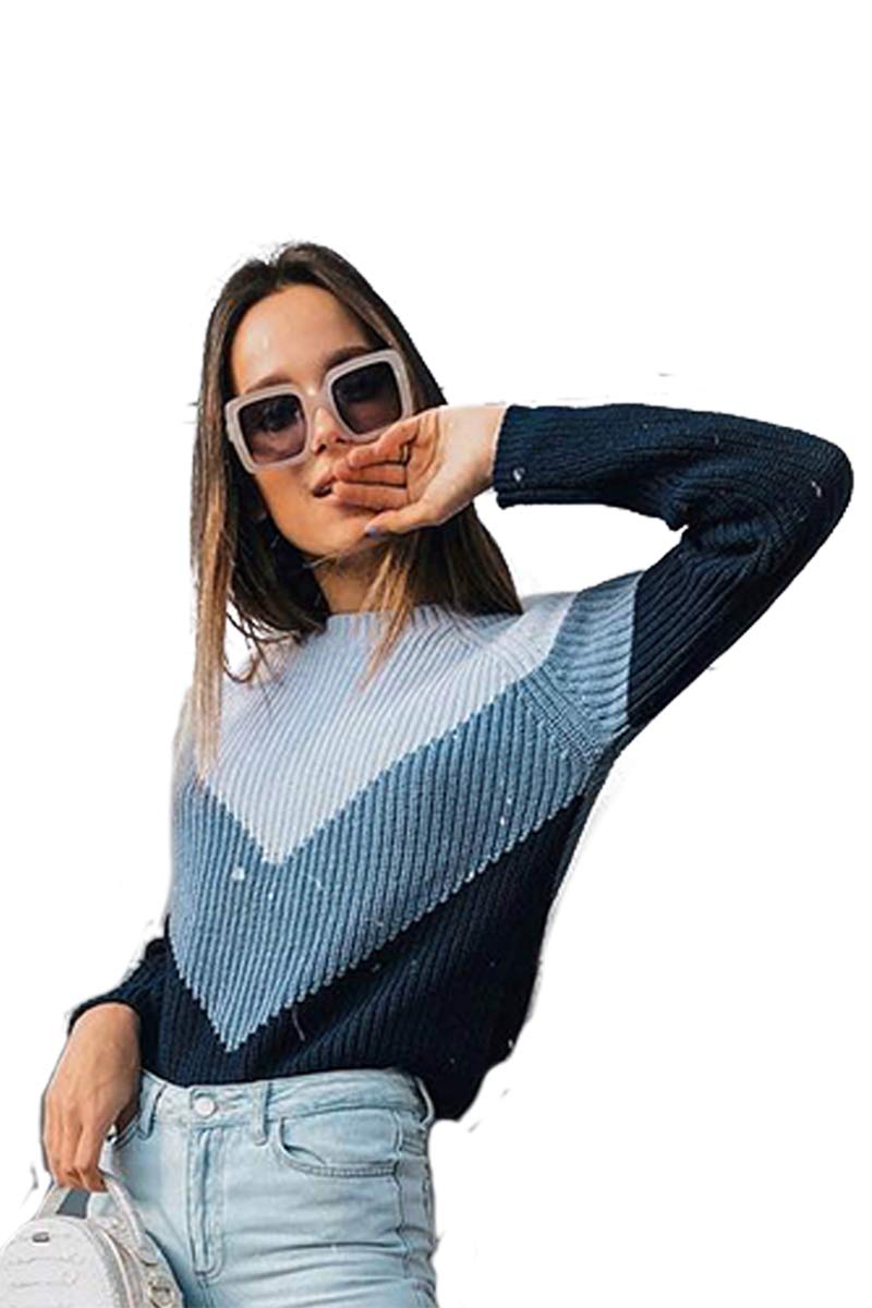 Women's 100% Cashmere Sweater - Soft Long Sleeve O-Neck Pullover with Contrast Color for Autumn Winter | Cozy Knitted Top for Work, Date Night & Holiday Outfits